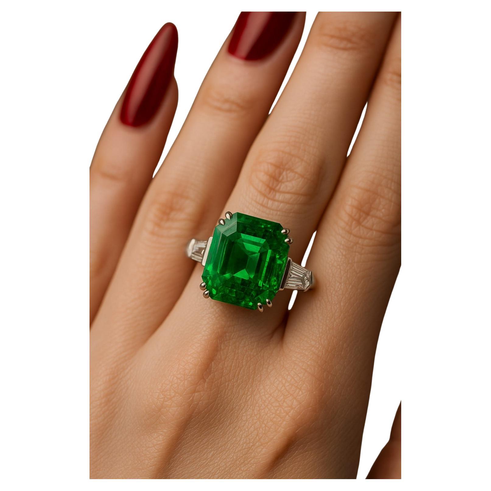 Exceptional Colombian Emerald Ring With Tapered B… - image 2