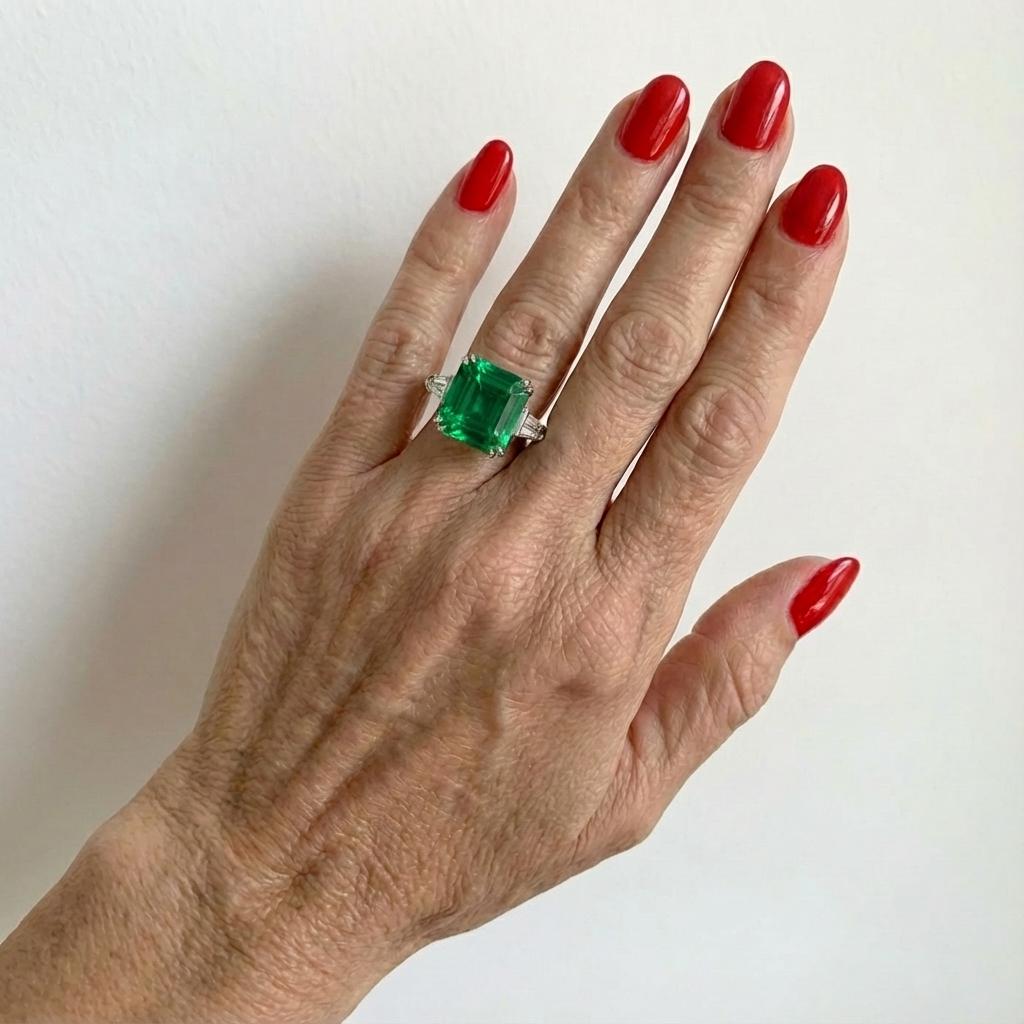 Exceptional Colombian Emerald Ring With Tapered B… - image 4