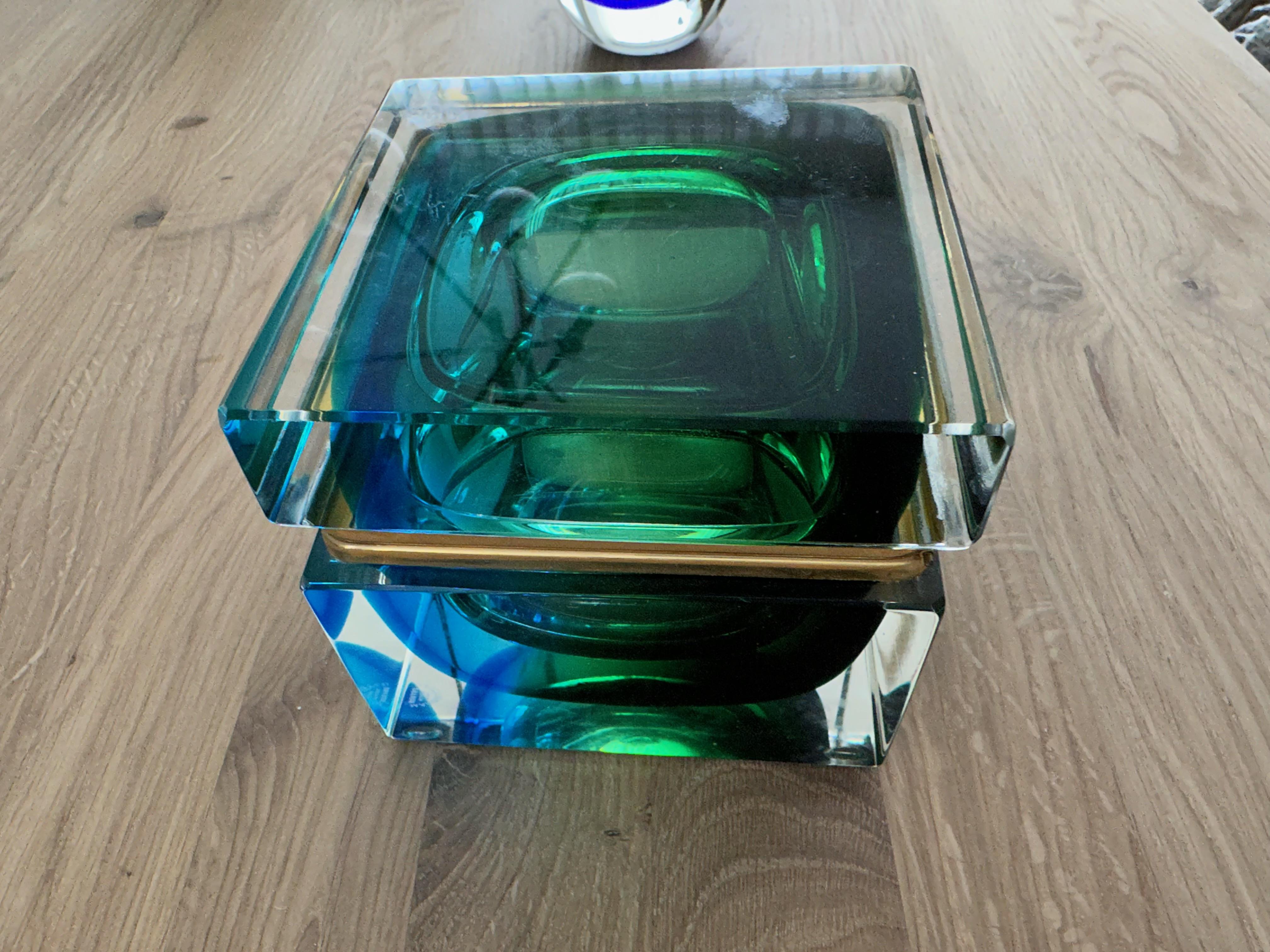 Exceptional Color Murano Glass Art Box with Vase Design & Marked by Mandruzzato 2