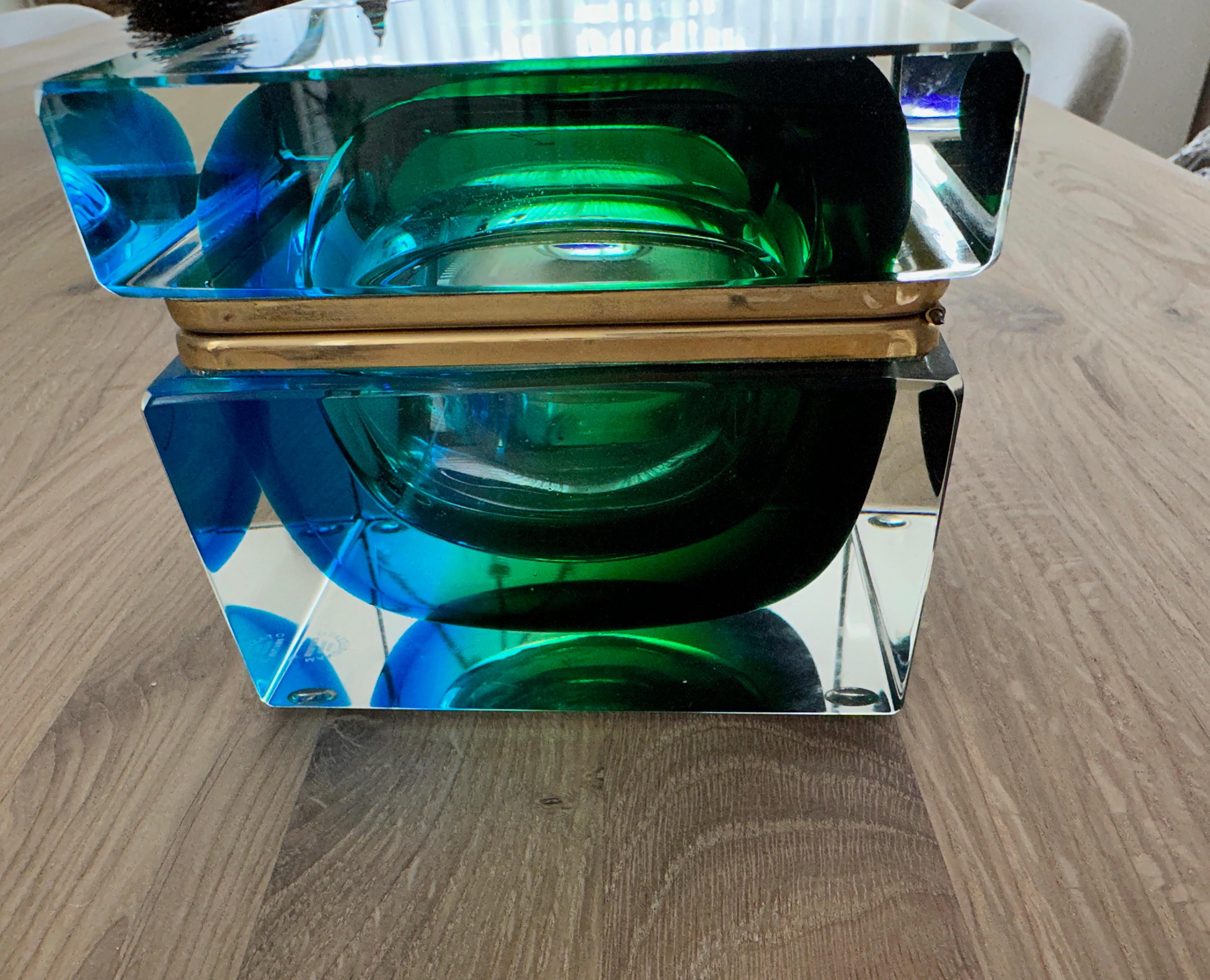 Exceptional Color Murano Glass Art Box with Vase Design & Marked by Mandruzzato 4