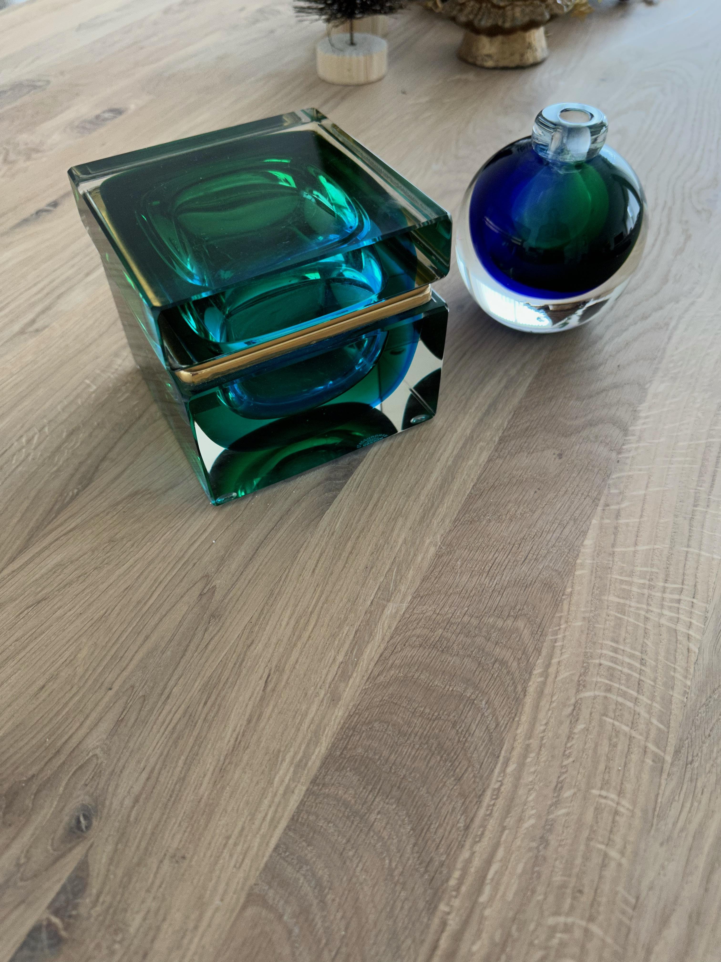 Exceptional Color Murano Glass Art Box with Vase Design & Marked by Mandruzzato 10