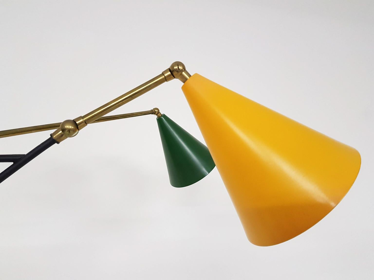 Exceptional Colorful Italian Midcentury Floor Light Attributed to Arredoluce For Sale 9