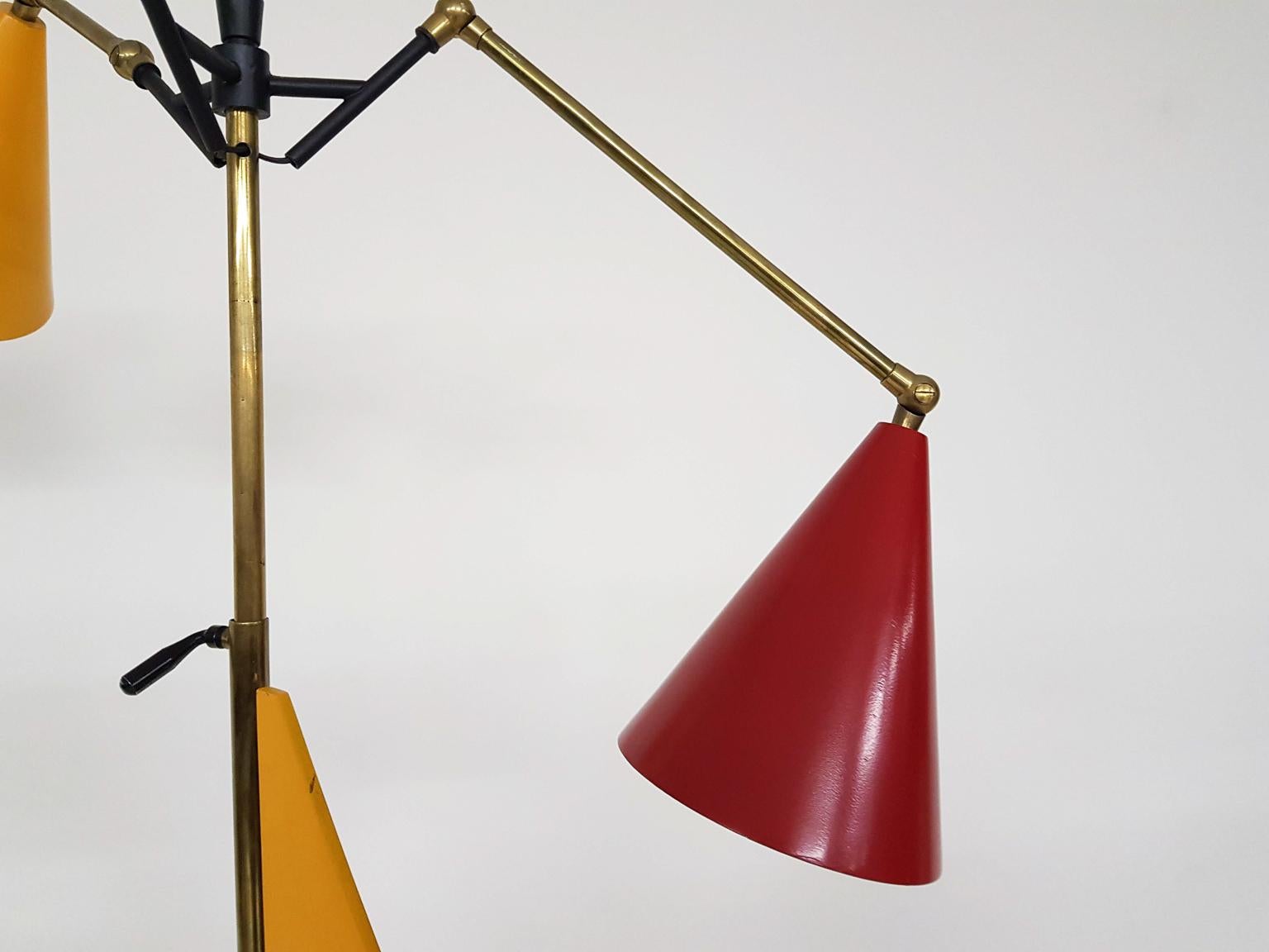 Exceptional Colorful Italian Midcentury Floor Light Attributed to Arredoluce For Sale 10