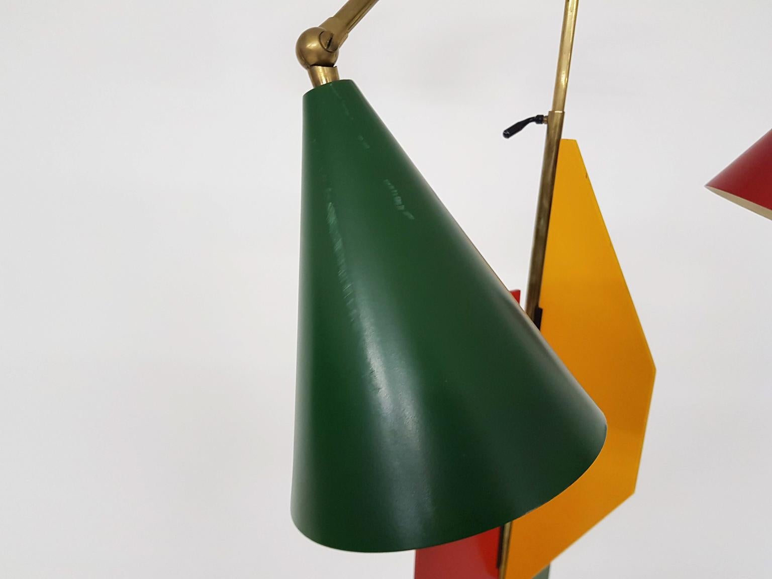 Exceptional Colorful Italian Midcentury Floor Light Attributed to Arredoluce For Sale 11