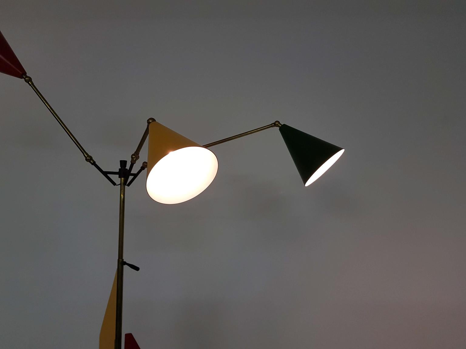 Exceptional Colorful Italian Midcentury Floor Light Attributed to Arredoluce For Sale 3