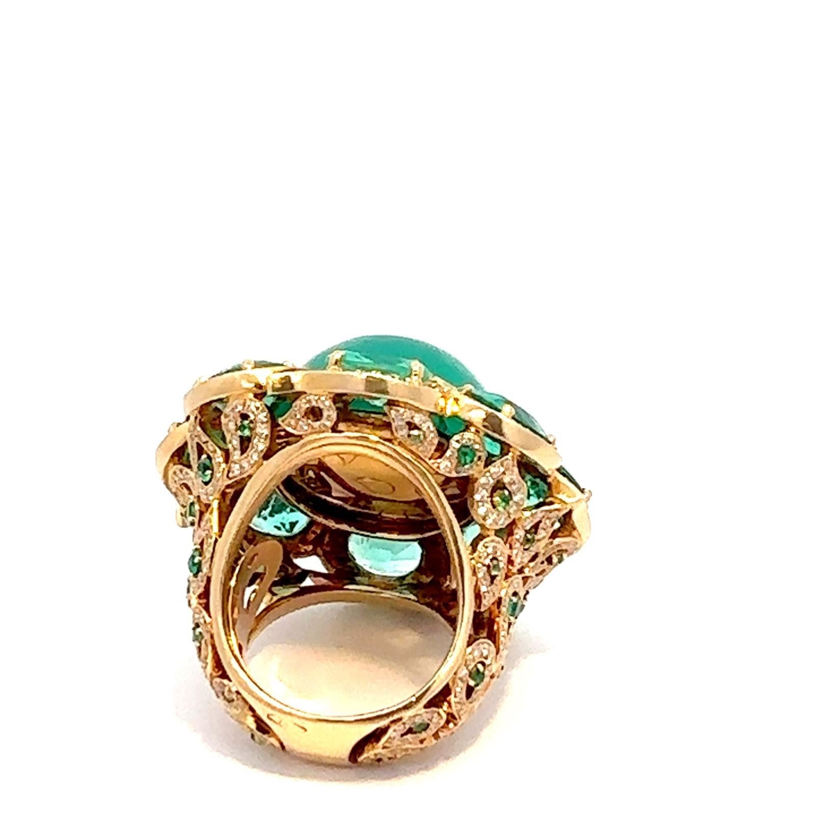 Femenino o masculino Esmeralda Brillante Anillo 45 ct AAA+ valor estimado 175000.-Euro excepcional Estilo en venta