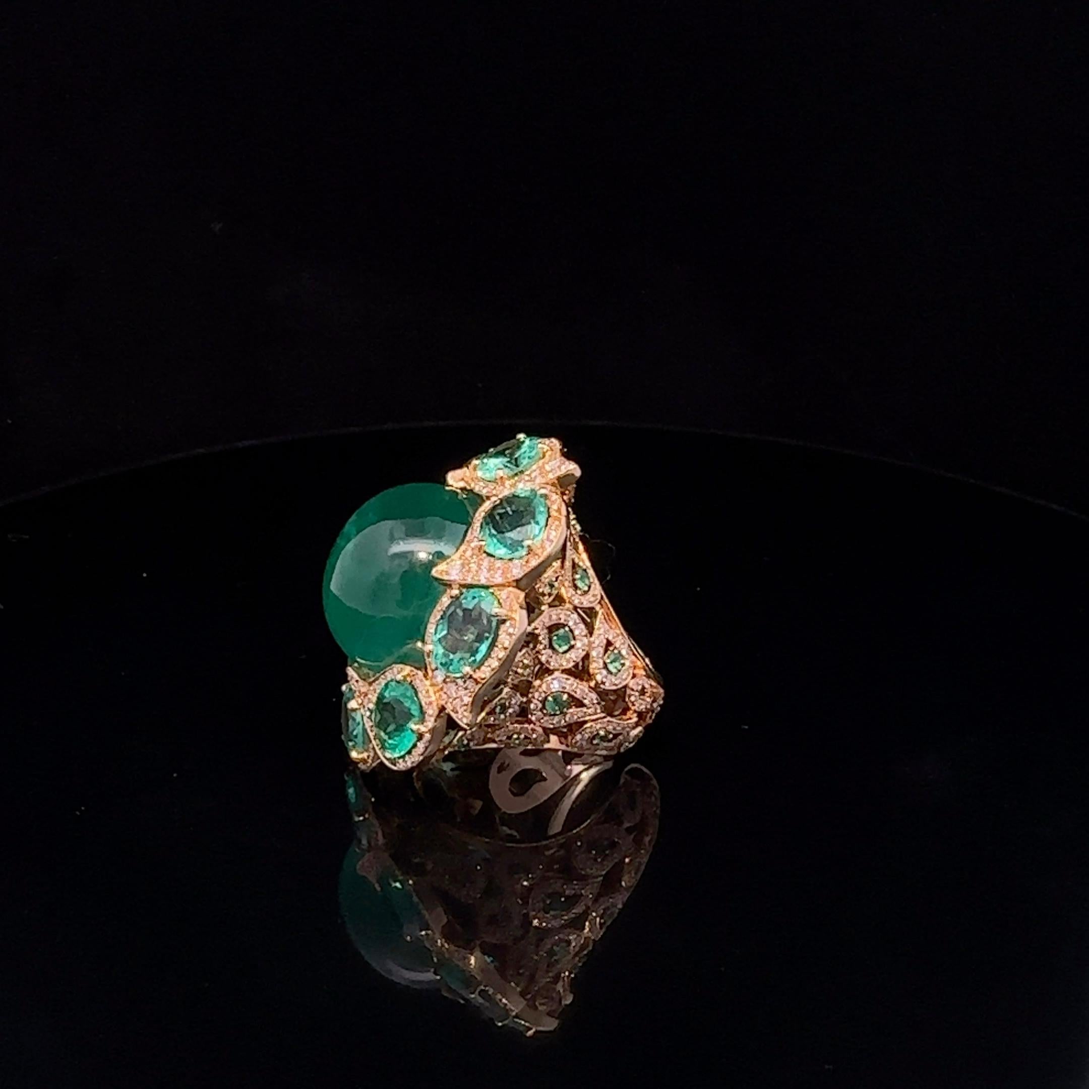Esmeralda Brillante Anillo 45 ct AAA+ valor estimado 175000.-Euro excepcional Estilo en venta 2
