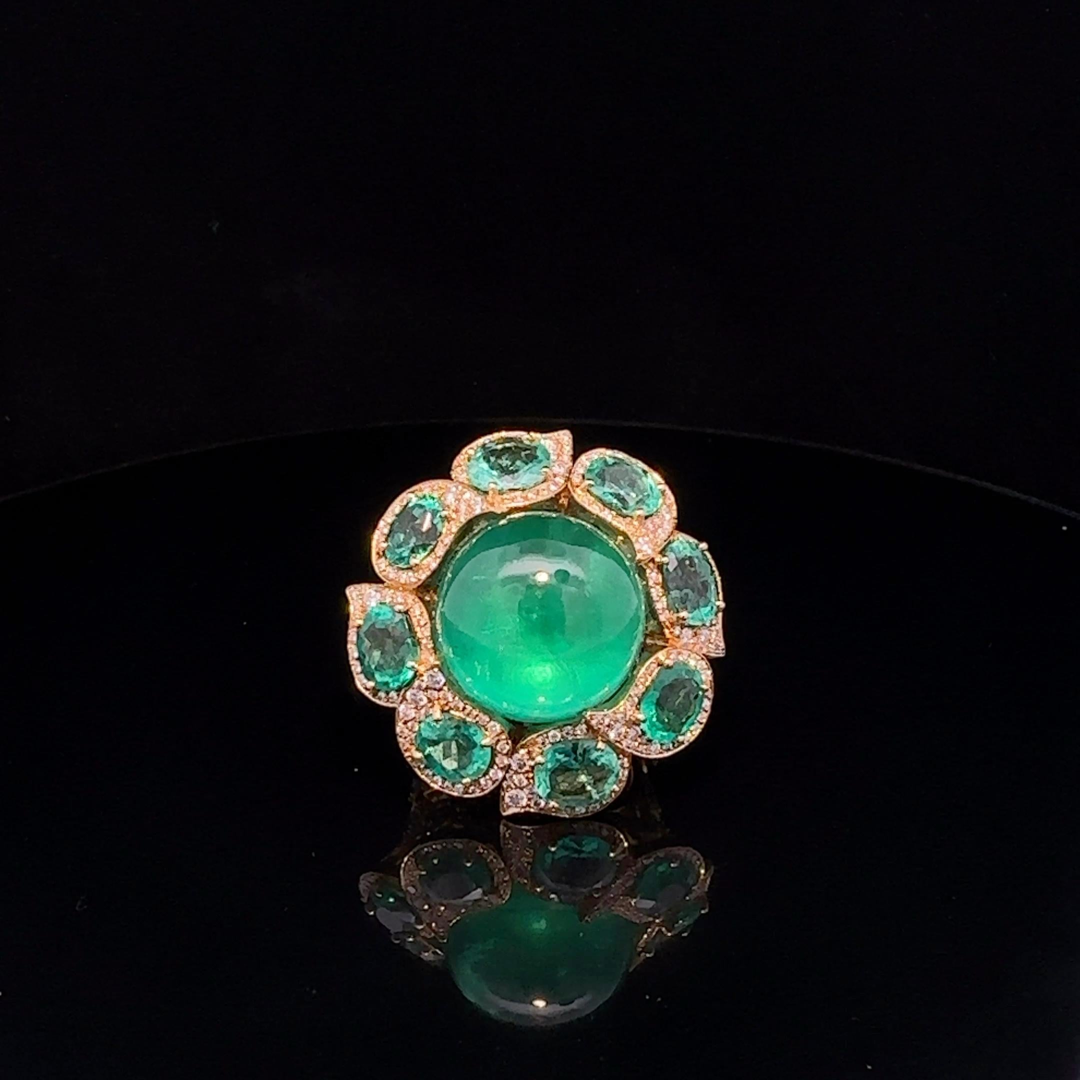 Esmeralda Brillante Anillo 45 ct AAA+ valor estimado 175000.-Euro excepcional Estilo en venta 3