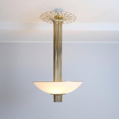 Exceptional Commissioned Paavo Tynell Ceiling Lamp In Brass & Glass, Taito 1950s