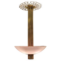 Eccezionale lampada da soffitto Paavo Tynell in ottone e vetro, Taito 1950s