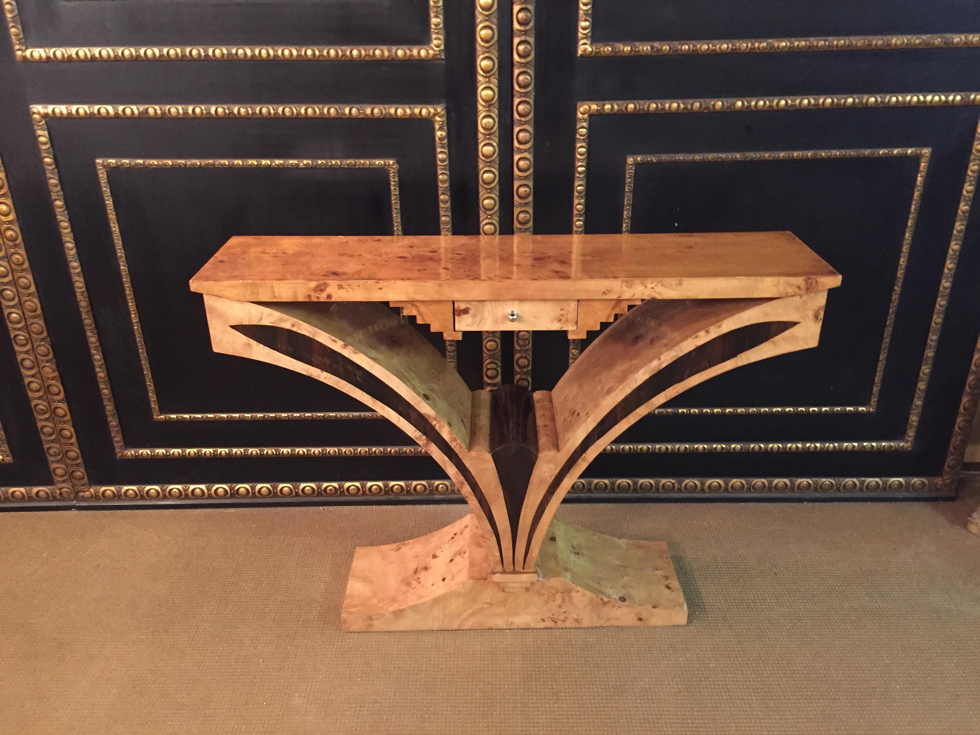 French Exceptional Console in antique Art Deco Style beech veneer