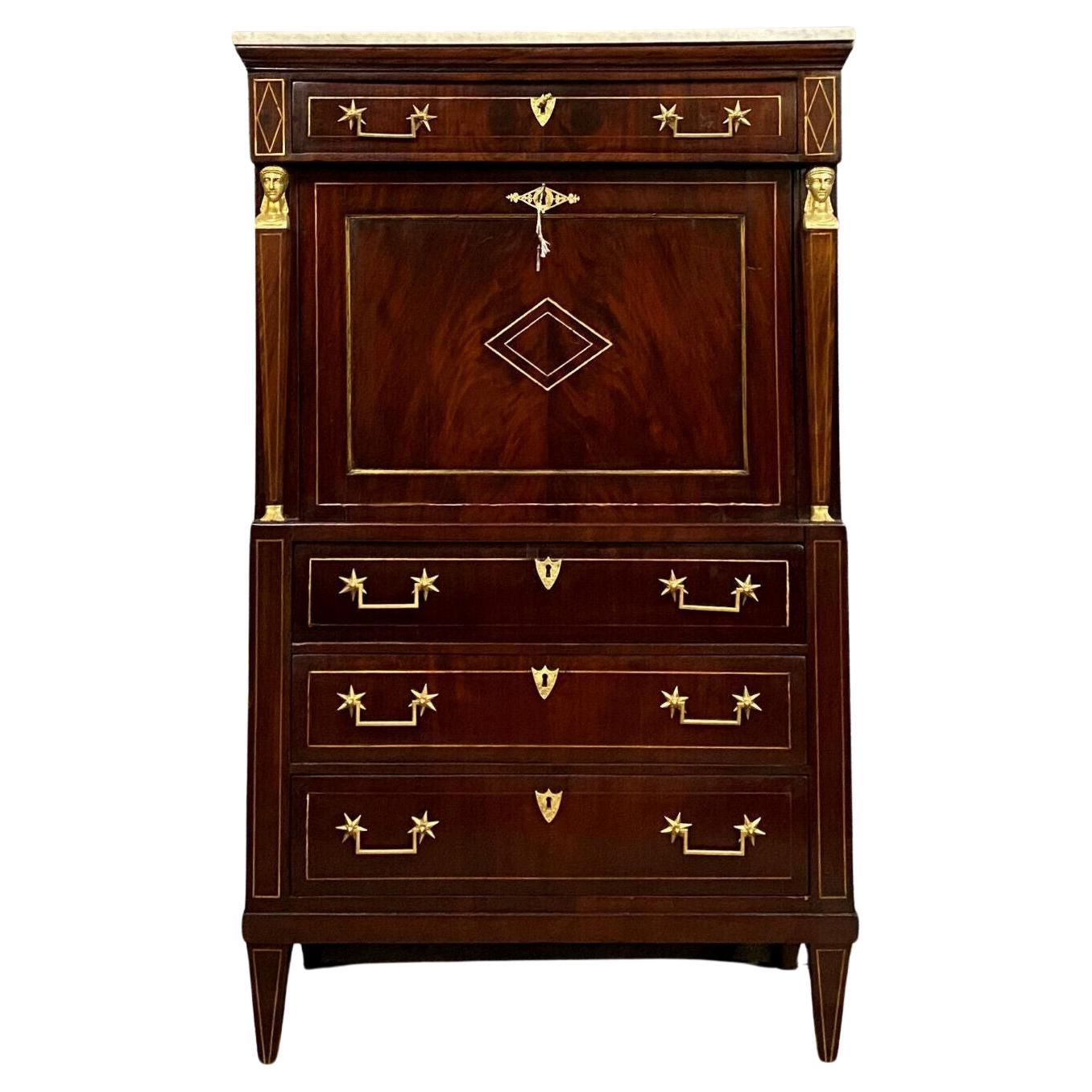 Exceptional Consulate Period Mahogany Secretary 1800s -1X42 For Sale