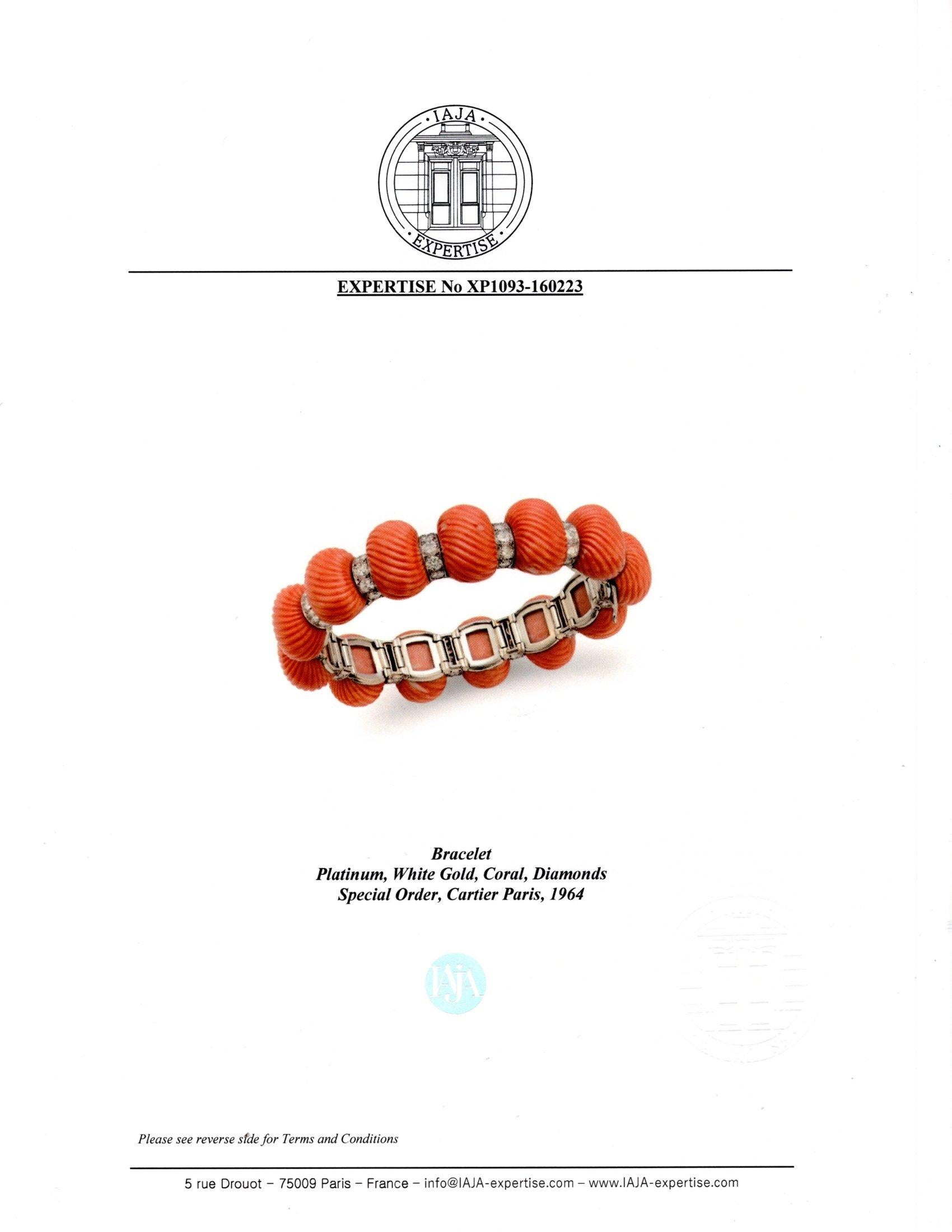 Exceptional Coral and Diamond Bracelet by Cartier 5