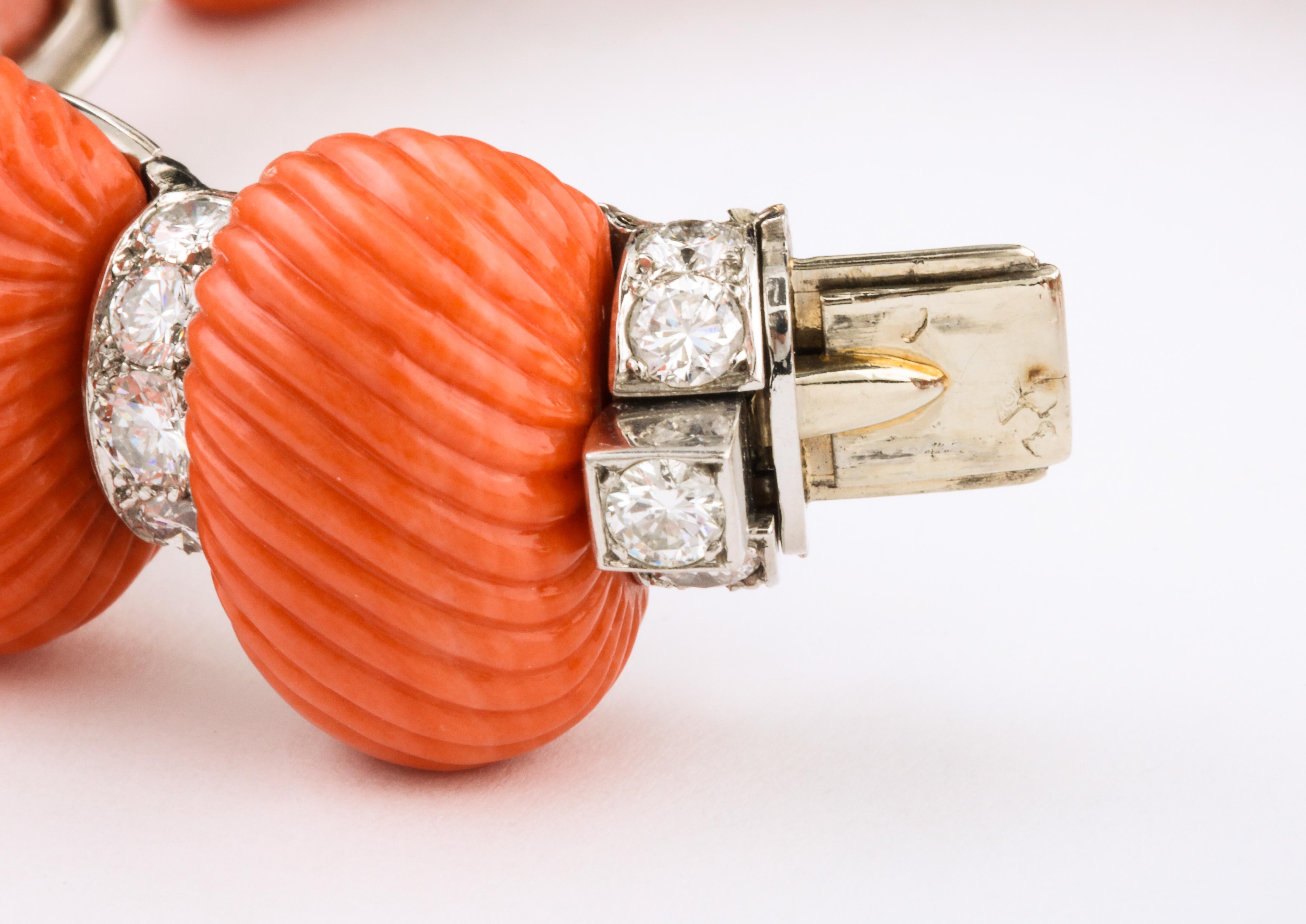 Exceptional Coral and Diamond Bracelet by Cartier 2
