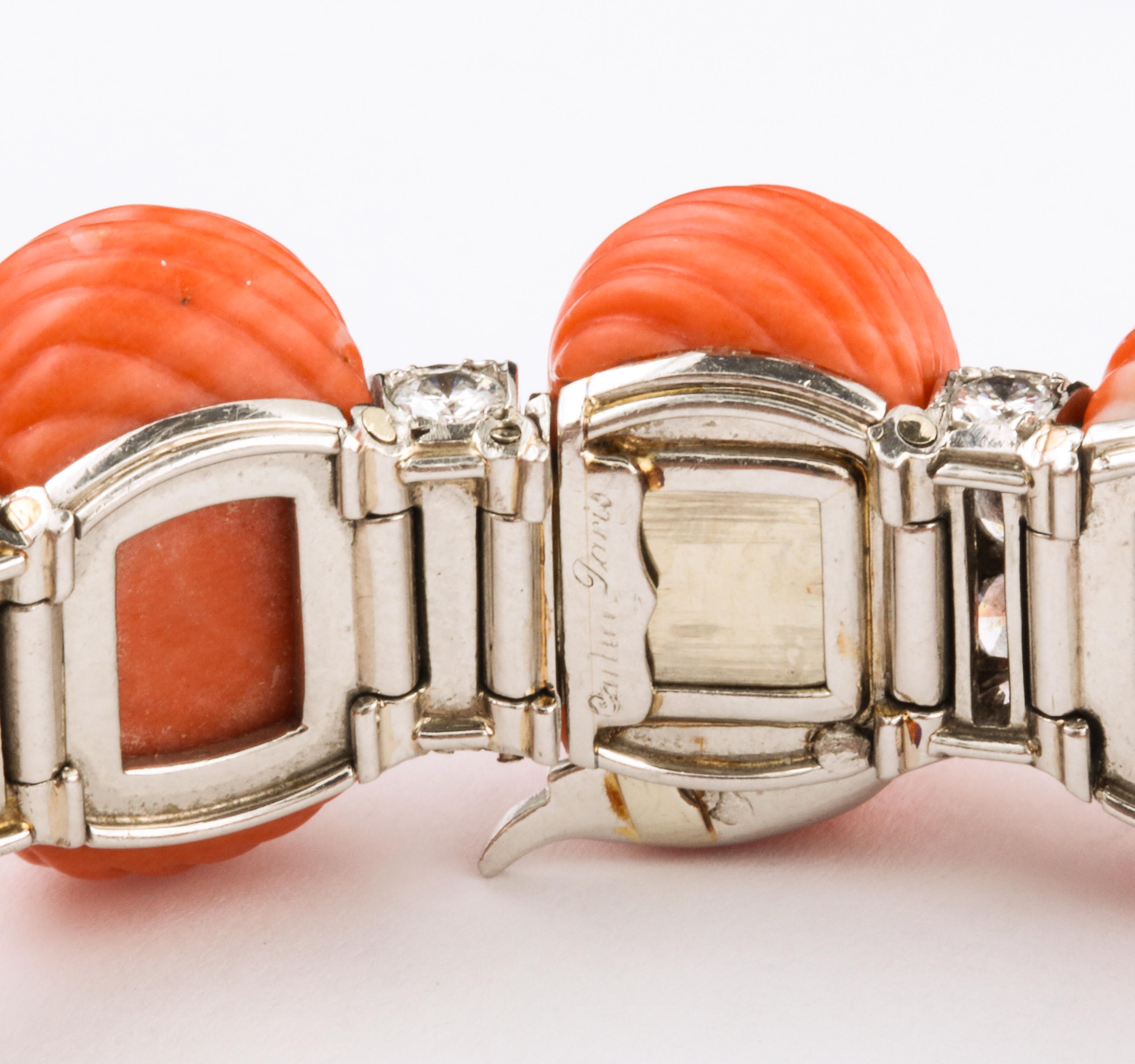 Exceptional Coral and Diamond Bracelet by Cartier 3