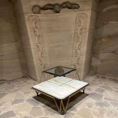 1950s Arturo Pani Stunning Corner Table Marble Glass Bronze Mexico City