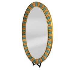 Exceptional Cristal Arte Etched Glass Floor Mirror 1960s