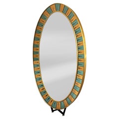 Exceptional Cristal Arte Etched Glass Floor Mirror 1960s