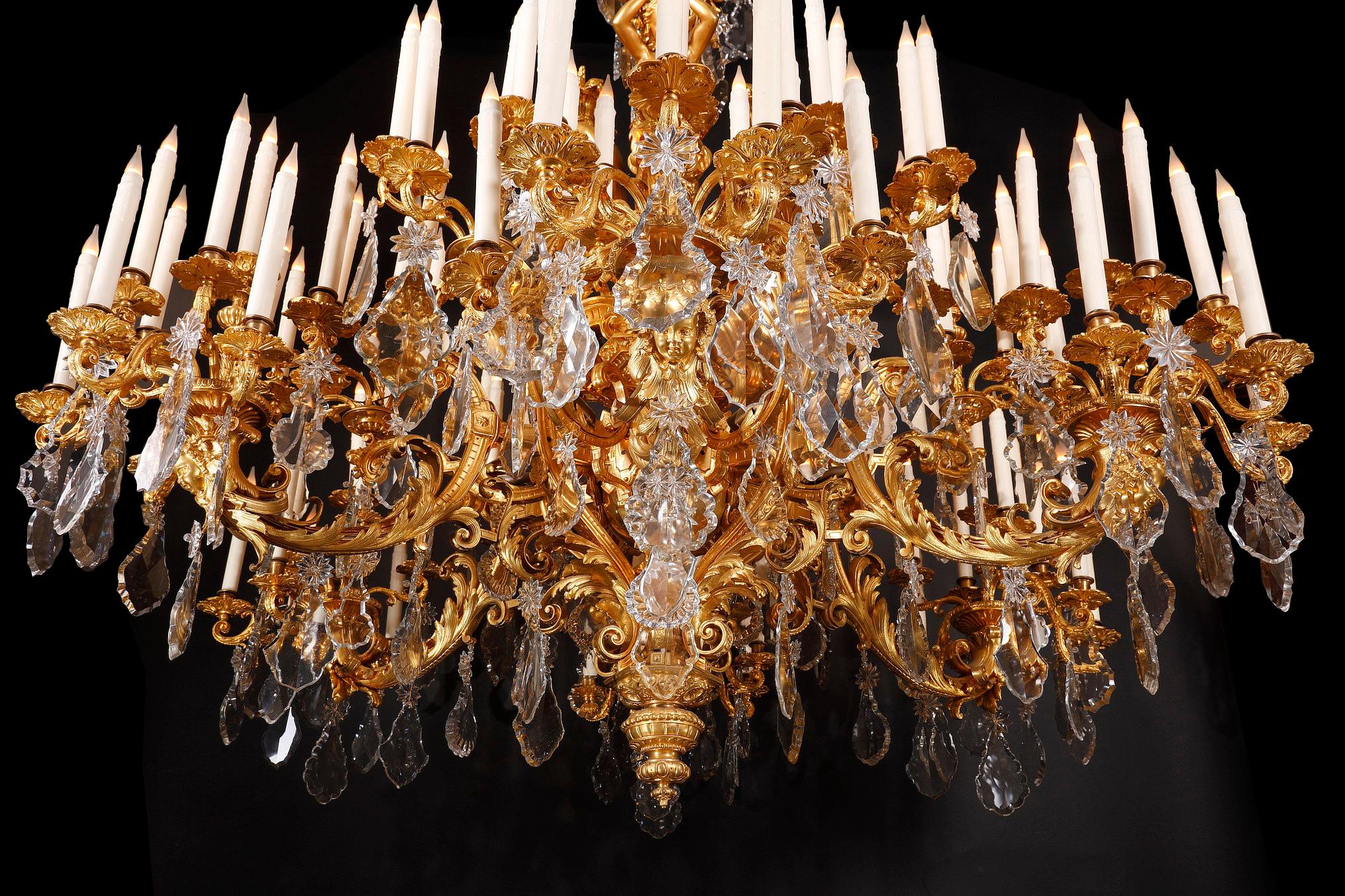 Exceptional Crystal and Bronze Chandelier, L-A Marquis, France, C. 1860 In Good Condition For Sale In PARIS, FR