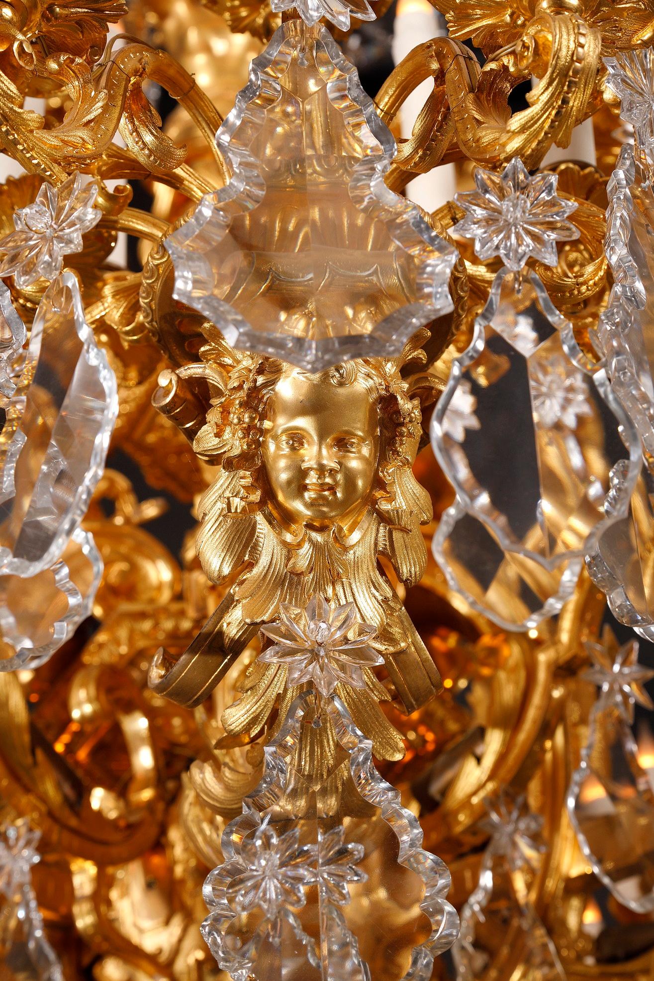 Exceptional Crystal and Bronze Chandelier, L-A Marquis, France, C. 1860 For Sale 2