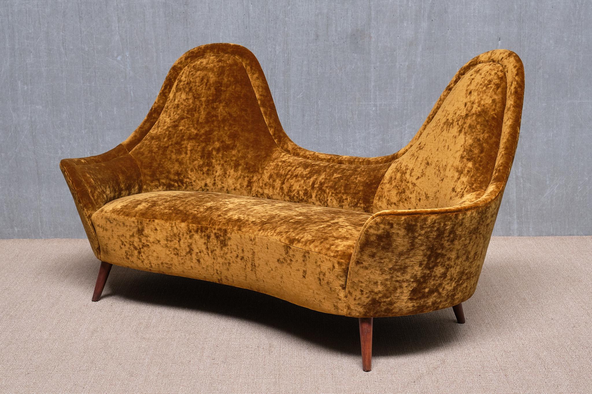 Exceptionnel canapé Cesar en velours Fadini Borghi, Italie, années 1950 en vente 6