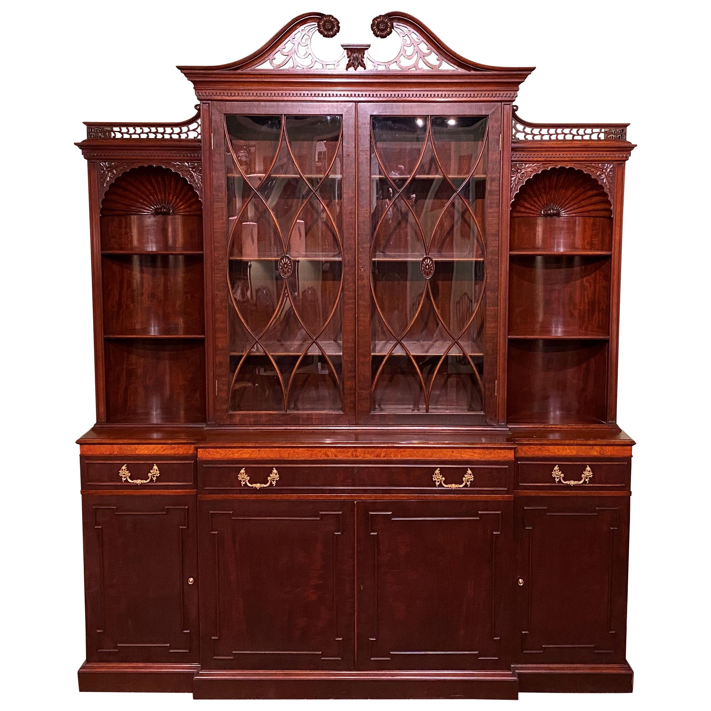 Exceptional Custom Mahogany Breakfront Server Cabinet by Joseph Gerte, Boston For Sale