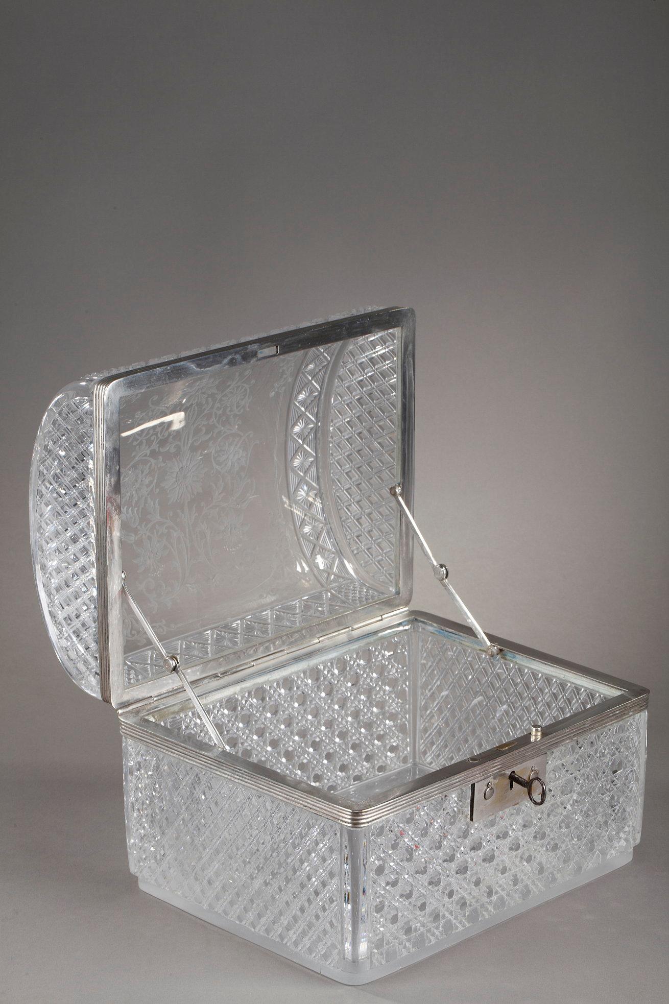 French Exceptional Cut Crystal Rectangular Case from Baccarat, XIX Period