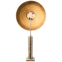 Exceptional Cymbal Table Lamp Sculpture in Brass and Bronze by F de Beauchaine