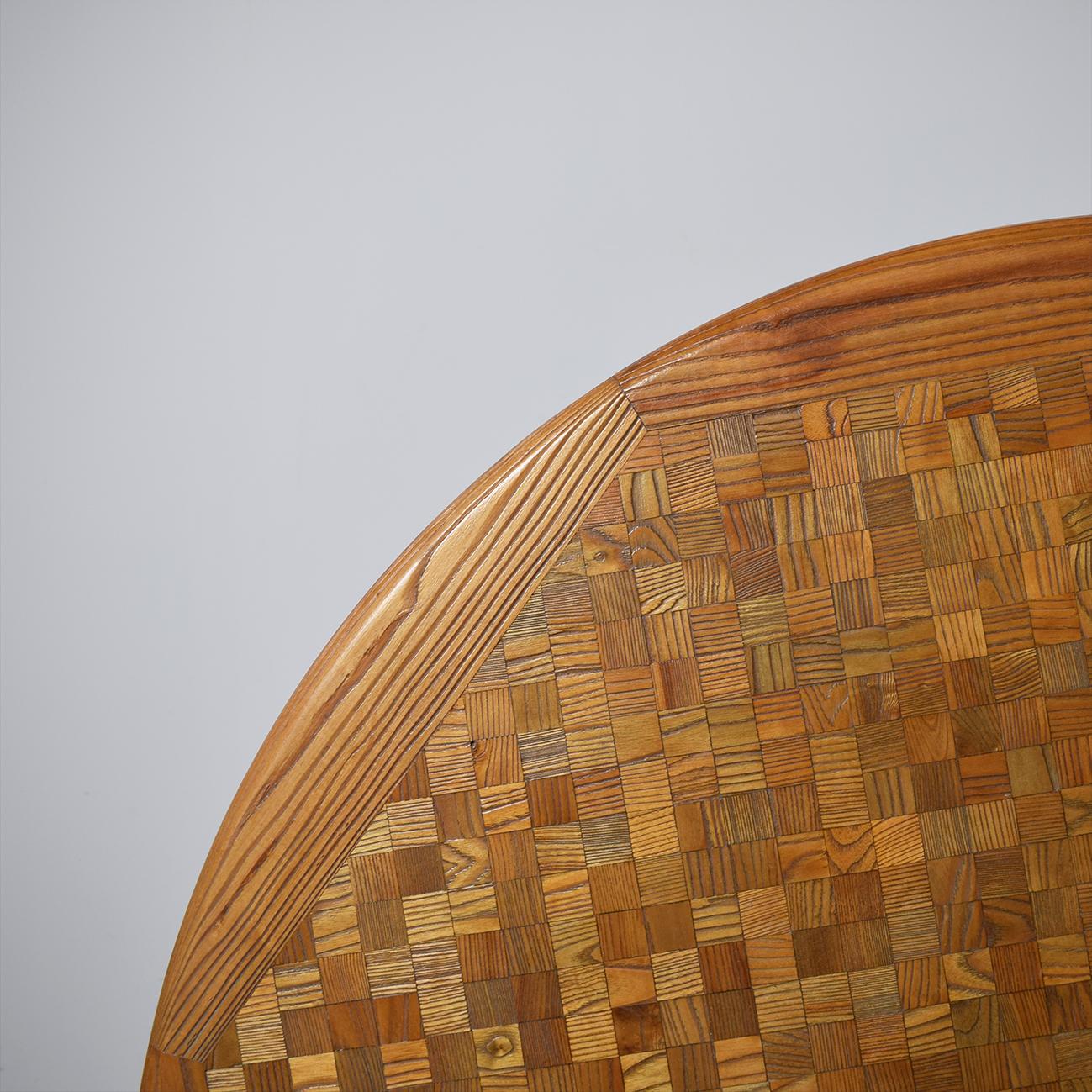 Mid-Century Modern Exceptional Danish Round Oak Mosaic Coffee Table For Sale