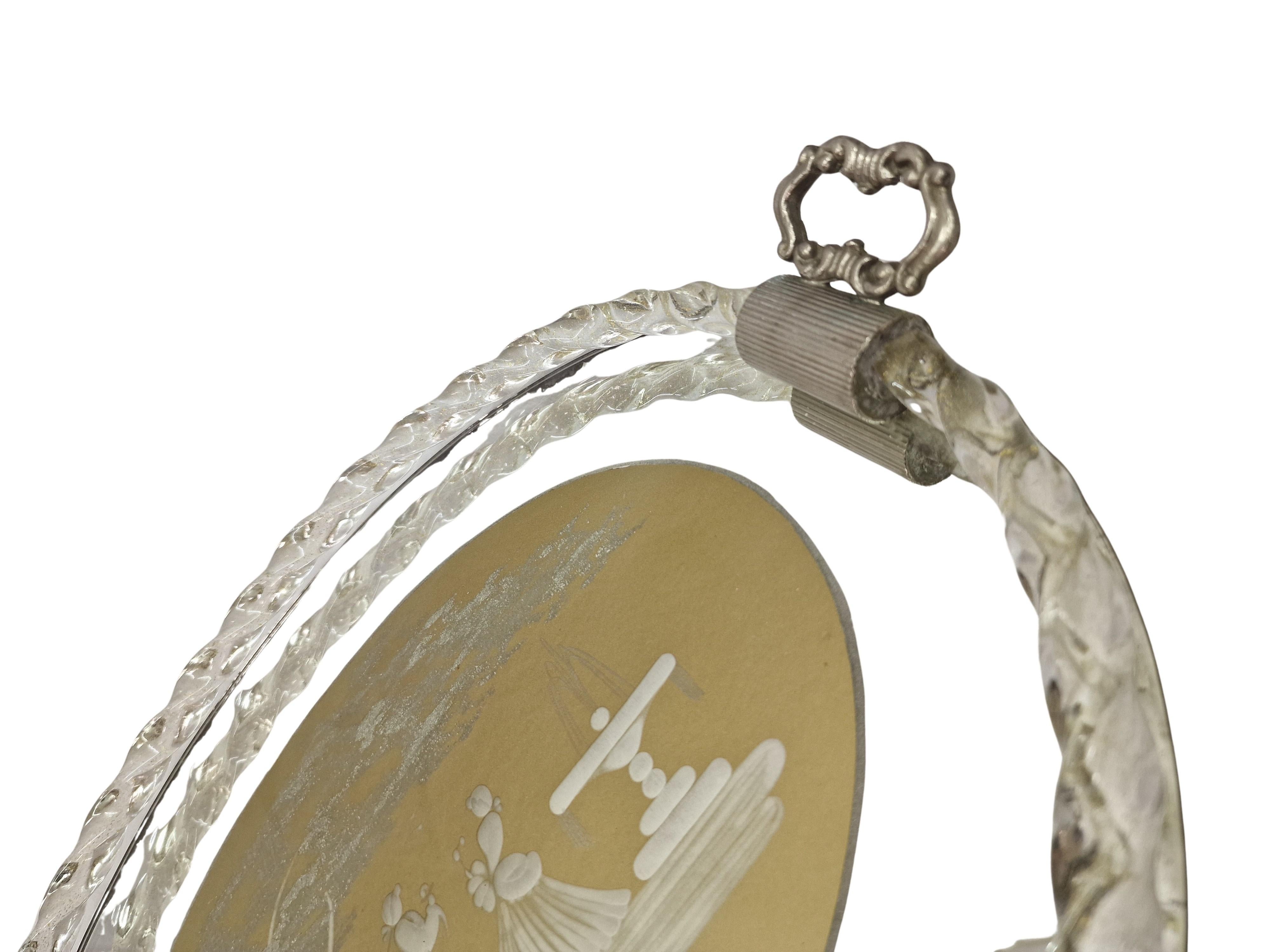 Exceptionnel plateau décoratif en miroir, verre taillé à la main, années 1970, Murano, Italie Bon état - En vente à Wien, AT