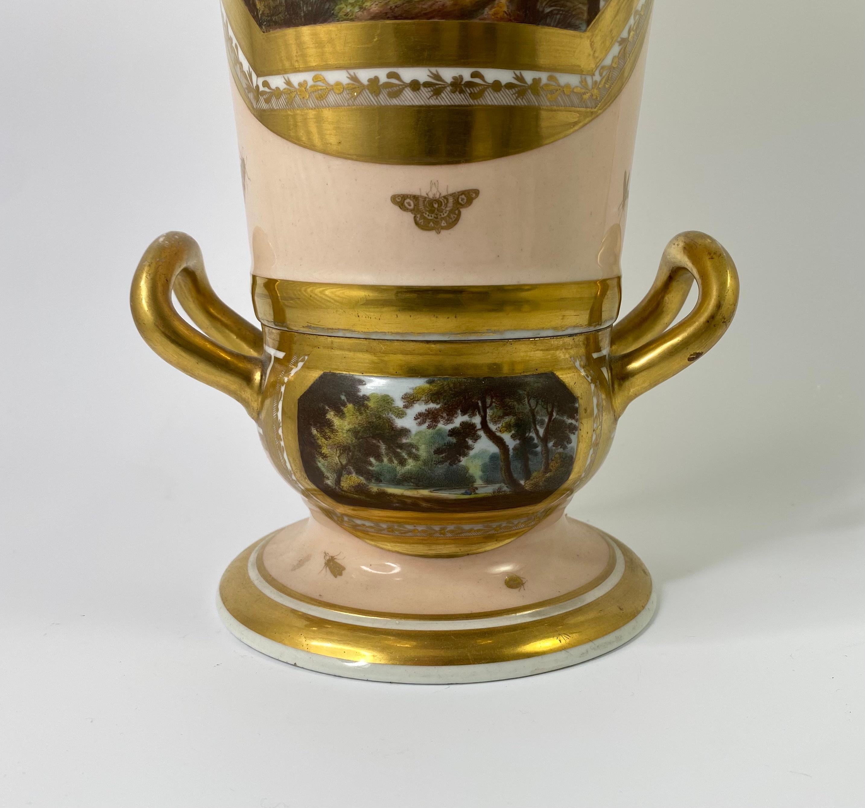 English Exceptional Derby Two Part Vase. Daniel Lucas, C. 1810