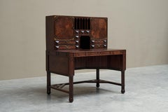 Exceptional Desk in Mahogany, Walnut, Ebony and Brass Early 20th Century