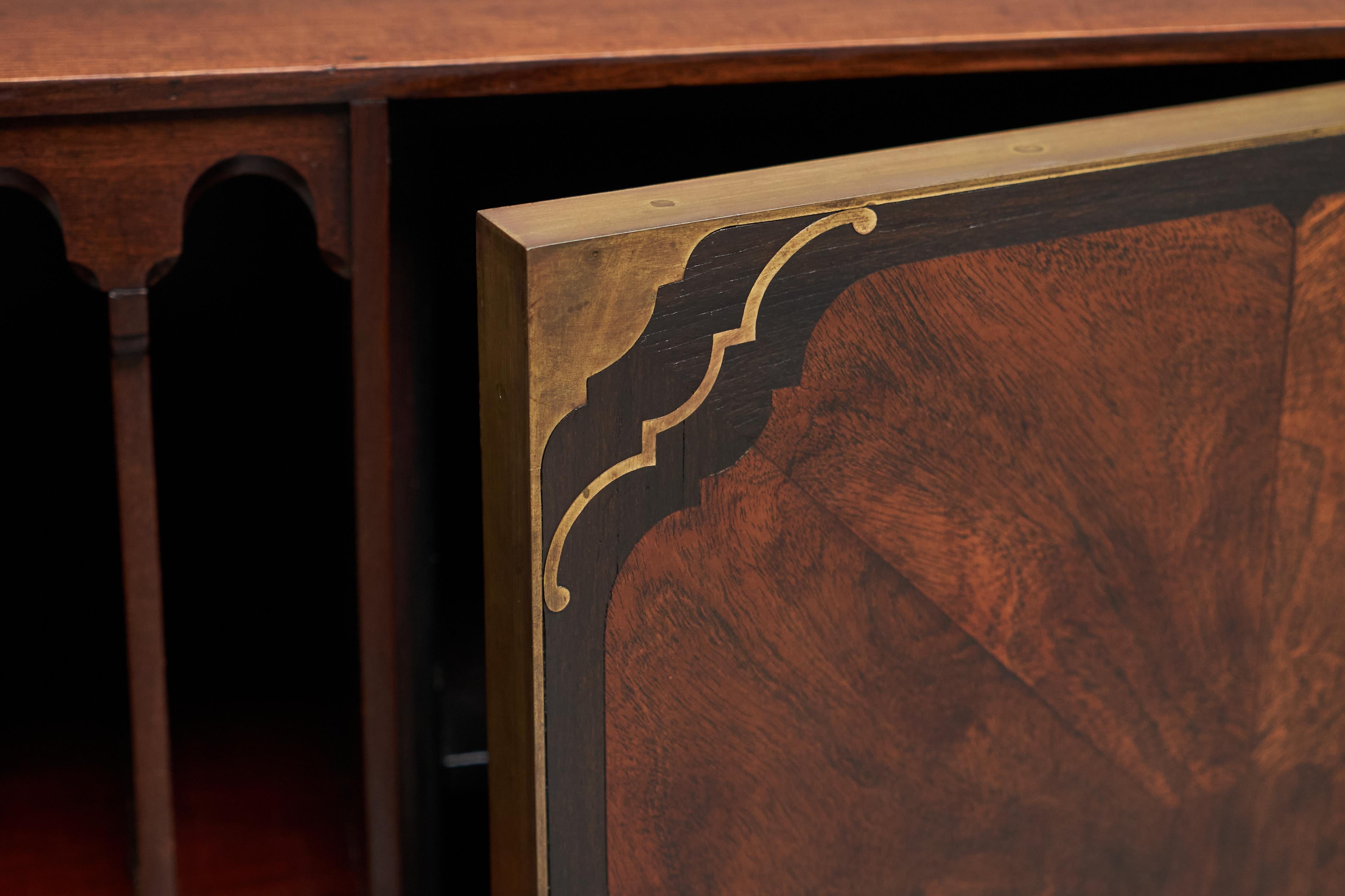 Exceptional Desk in Mahogany, Walnut, Ebony and Brass Early 20th Century For Sale 1
