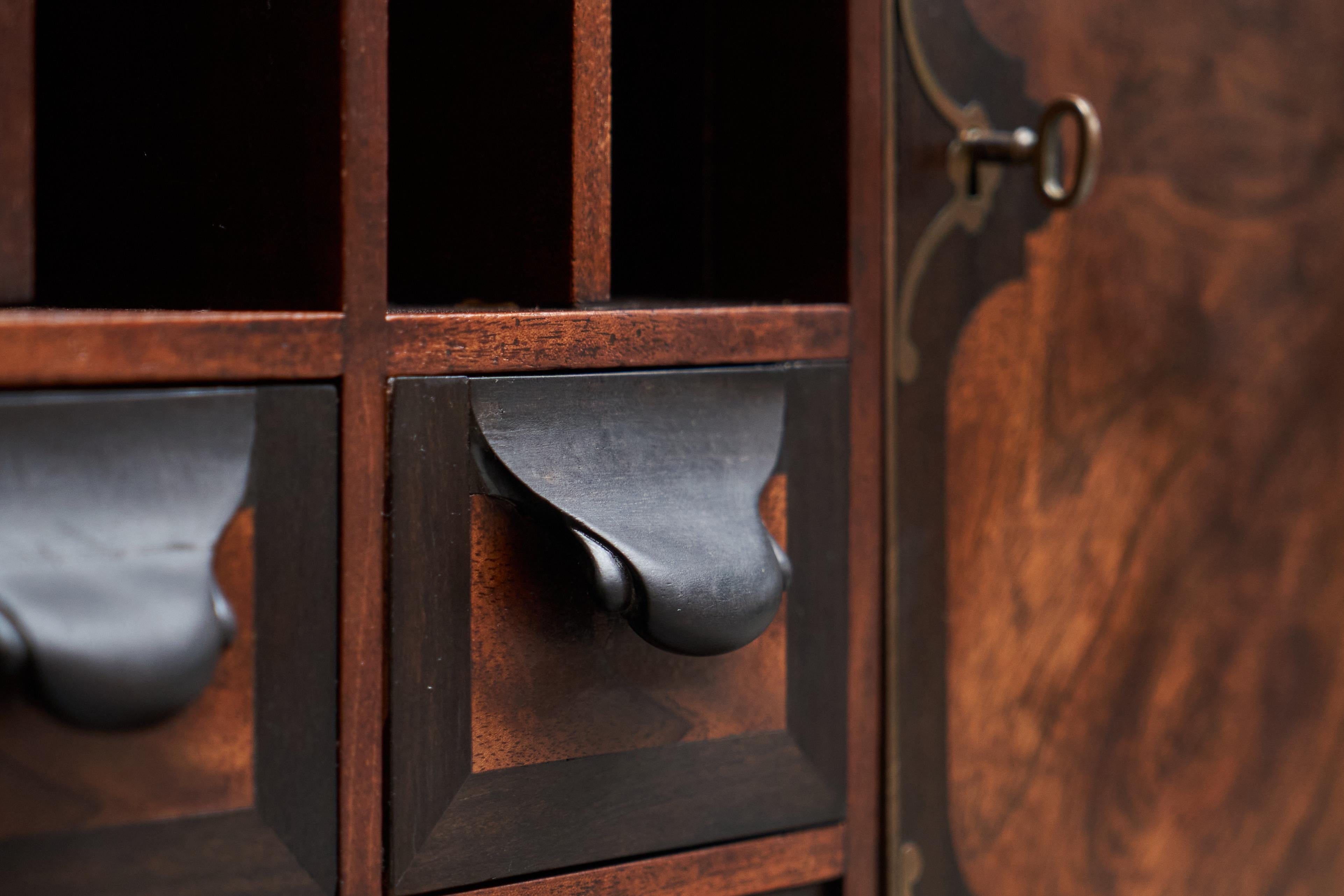 Exceptional Desk in Mahogany, Walnut, Ebony and Brass Early 20th Century For Sale 3