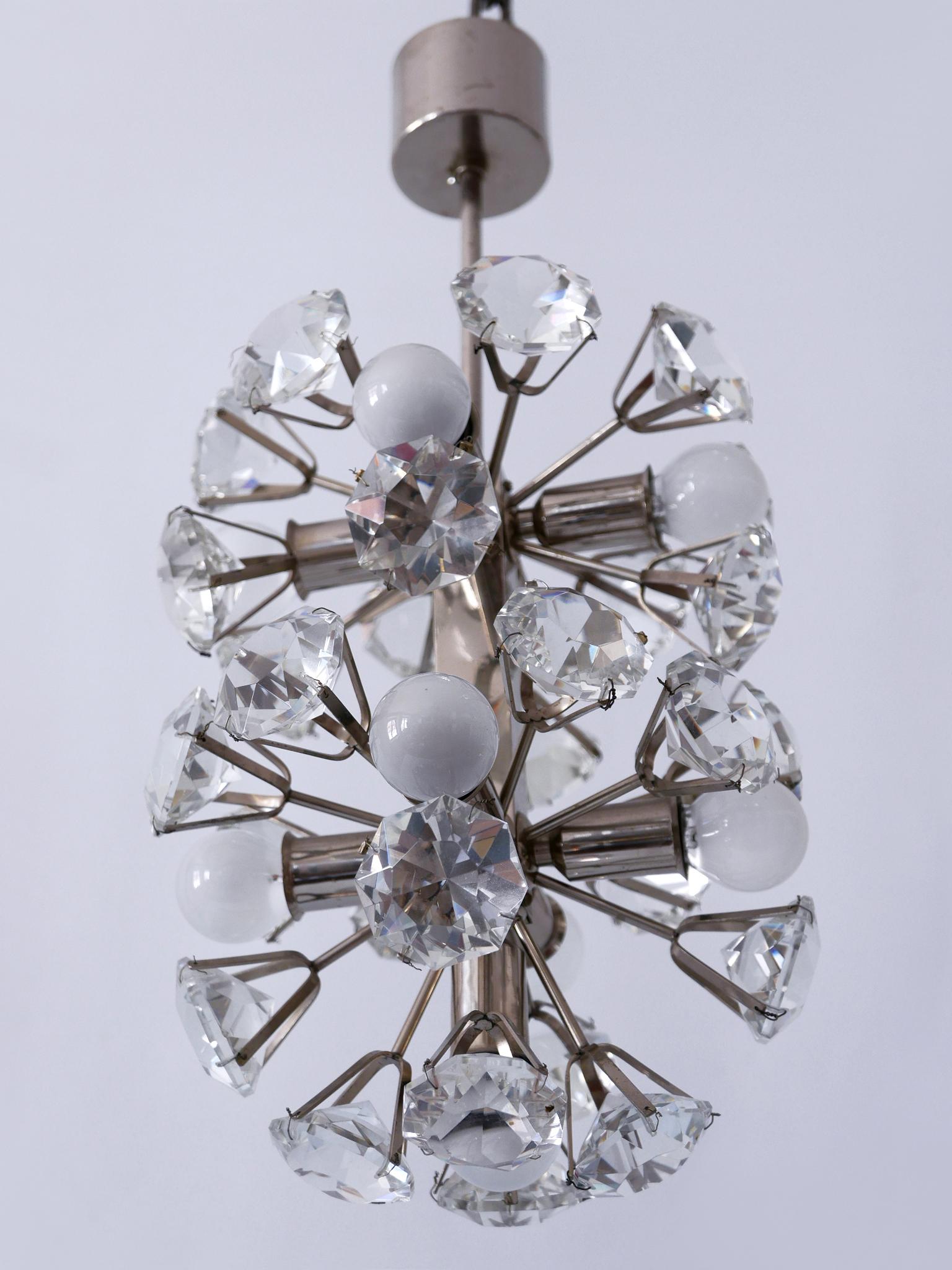 Exceptional Diamond Shaped Large Crystal Glass Chandelier by Bakalowits & Sons For Sale 2
