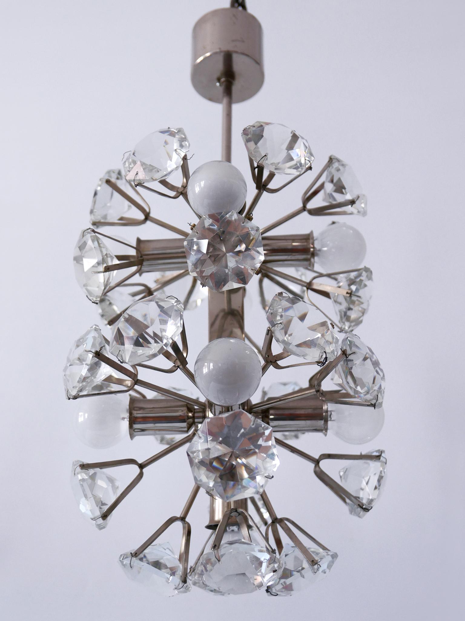 Exceptional Diamond Shaped Large Crystal Glass Chandelier by Bakalowits & Sons For Sale 3