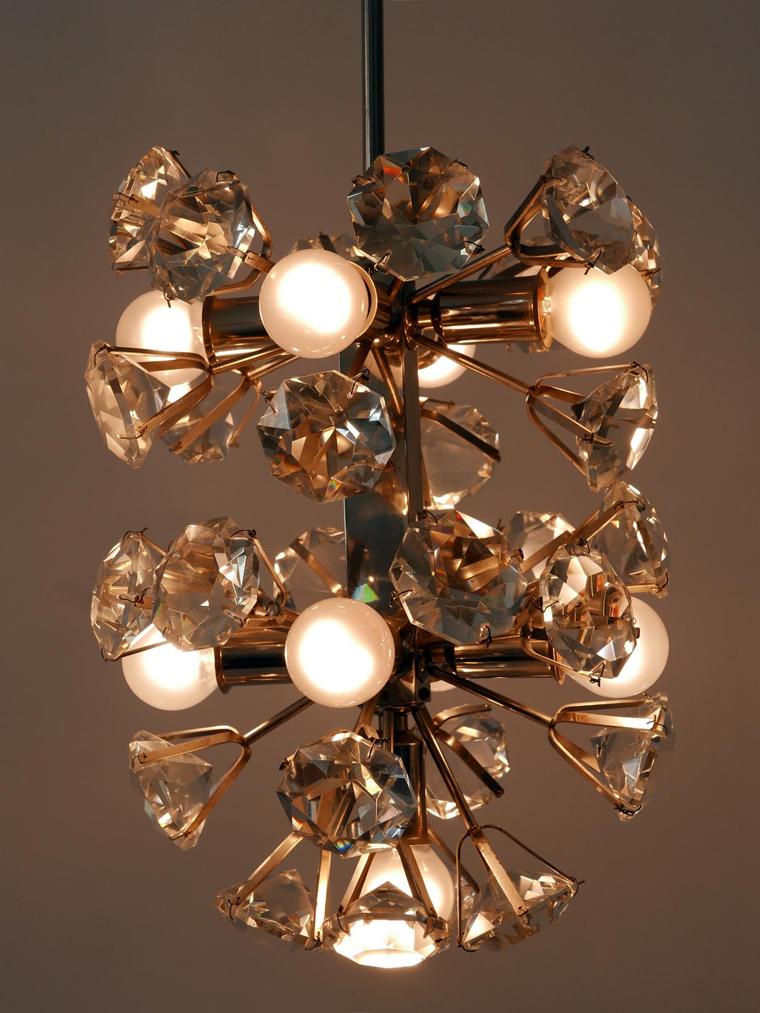 Exceptional Diamond Shaped Large Crystal Glass Chandelier by Bakalowits & Sons For Sale 5