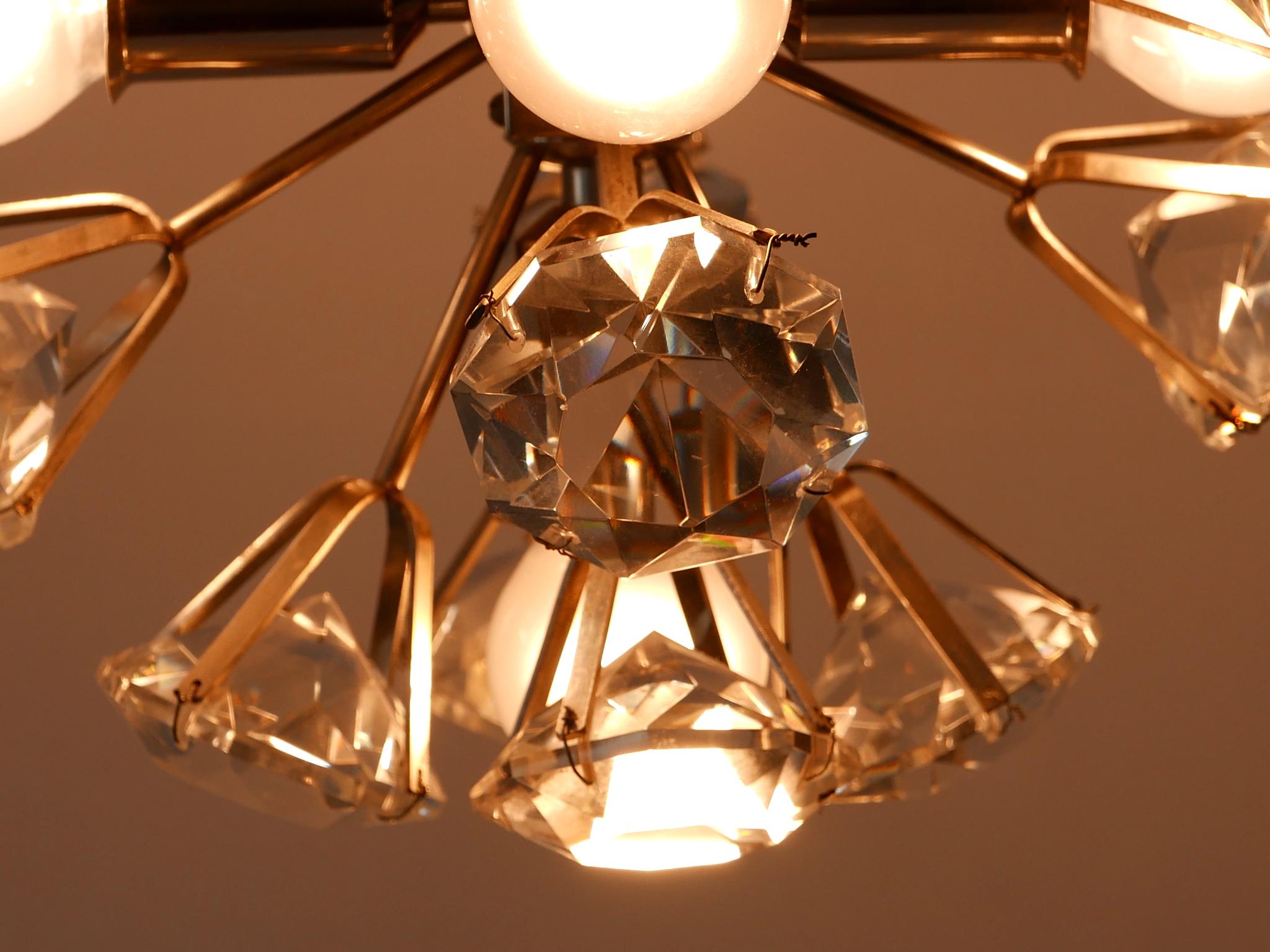 Exceptional Diamond Shaped Large Crystal Glass Chandelier by Bakalowits & Sons For Sale 7