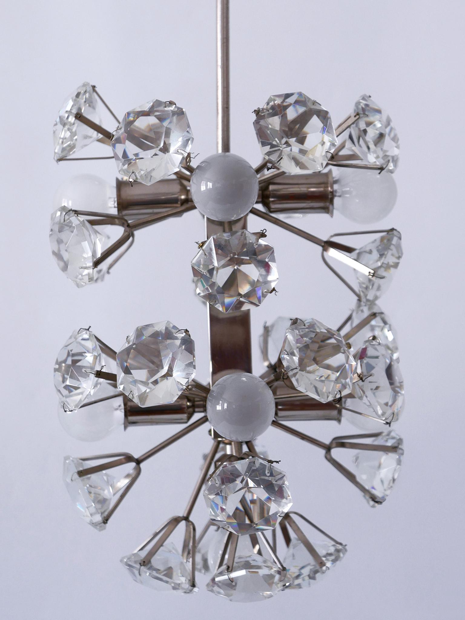 Mid-Century Modern Exceptional Diamond Shaped Large Crystal Glass Chandelier by Bakalowits & Sons For Sale