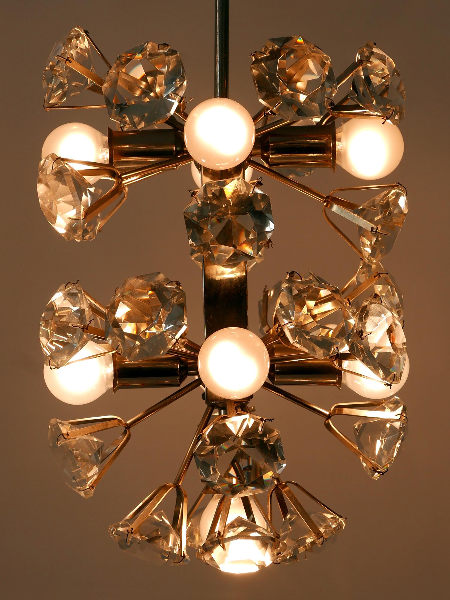 Austrian Exceptional Diamond Shaped Large Crystal Glass Chandelier by Bakalowits & Sons For Sale