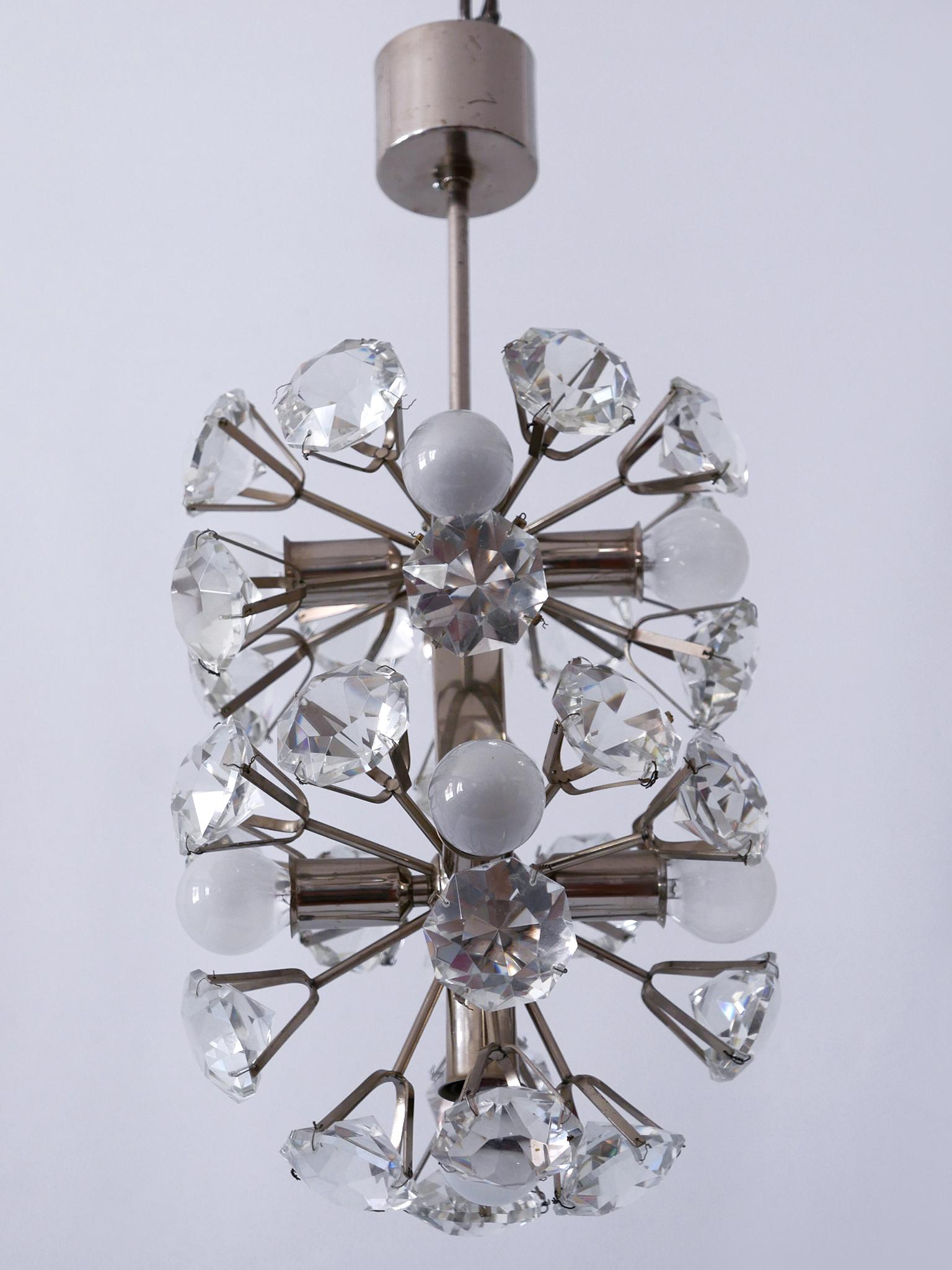 Faceted Exceptional Diamond Shaped Large Crystal Glass Chandelier by Bakalowits & Sons For Sale
