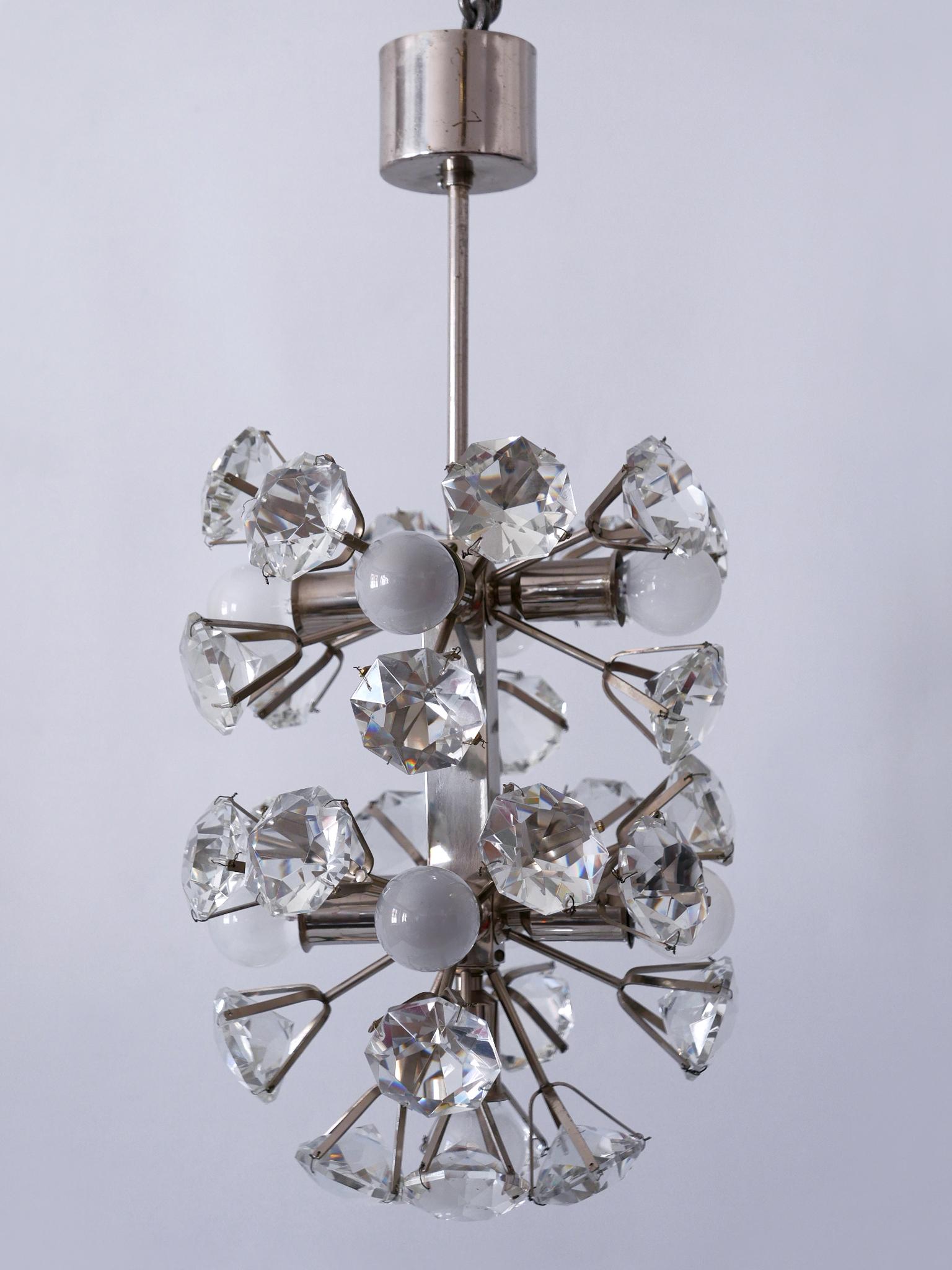 Brass Exceptional Diamond Shaped Large Crystal Glass Chandelier by Bakalowits & Sons For Sale