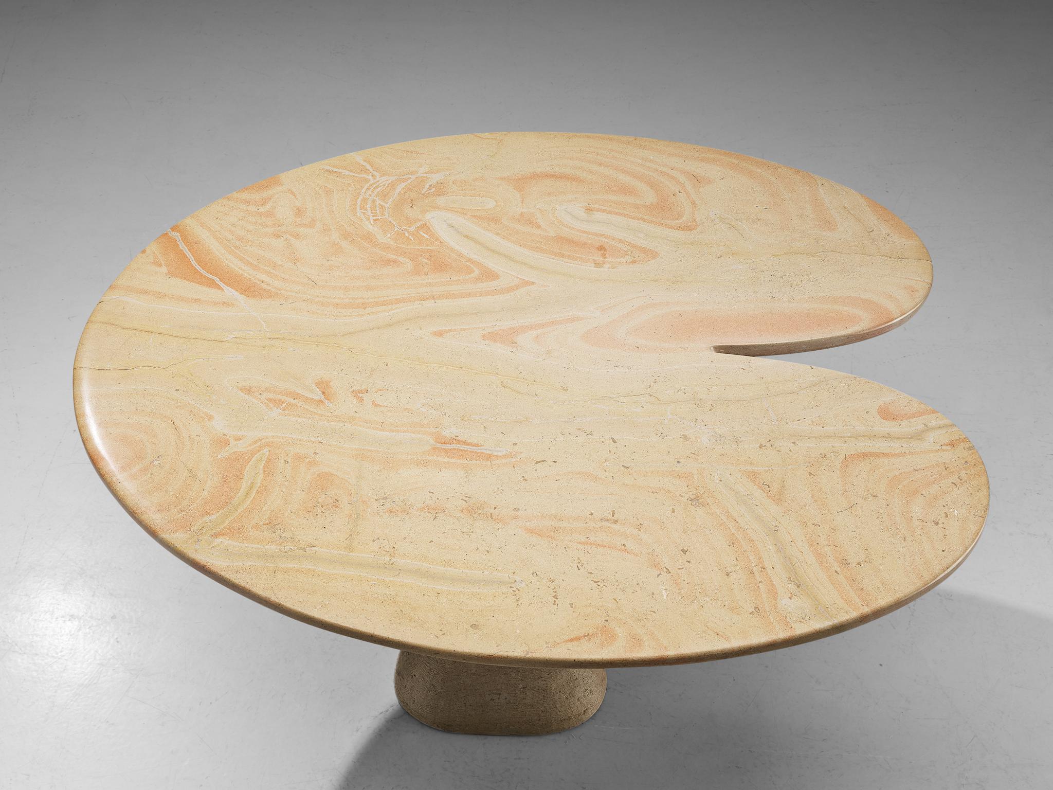 Mid-Century Modern Exceptional Dining or Center Table in Limestone