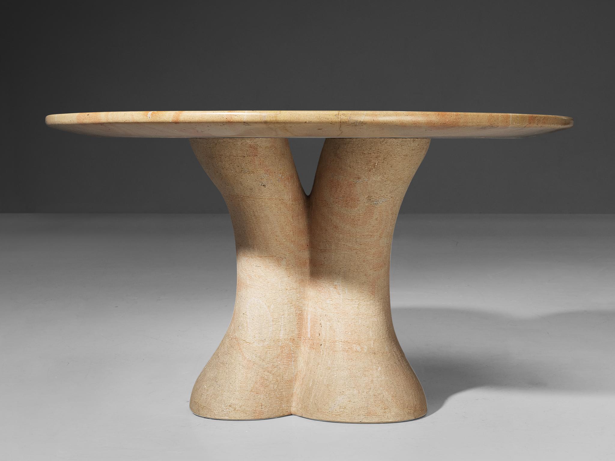 European Exceptional Dining or Center Table in Limestone