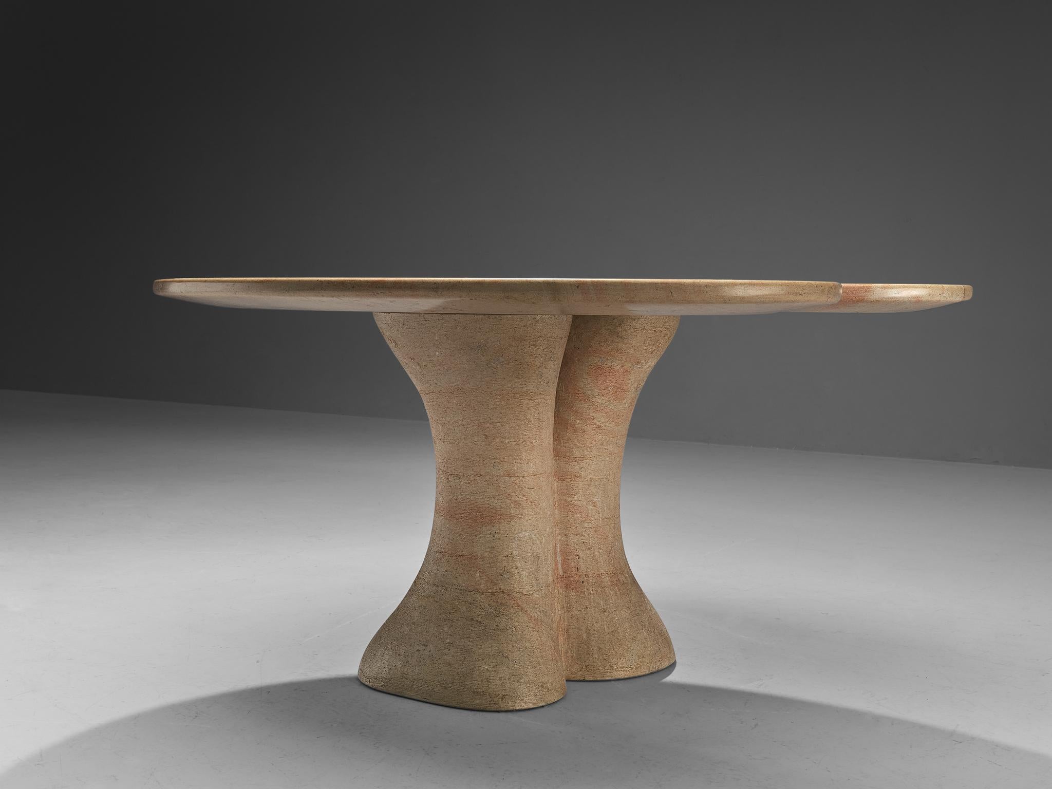 Late 20th Century Exceptional Dining or Center Table in Limestone