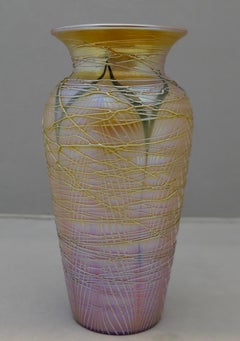 Exceptional Durand Art Nouveau Period Gold Threaded Vase