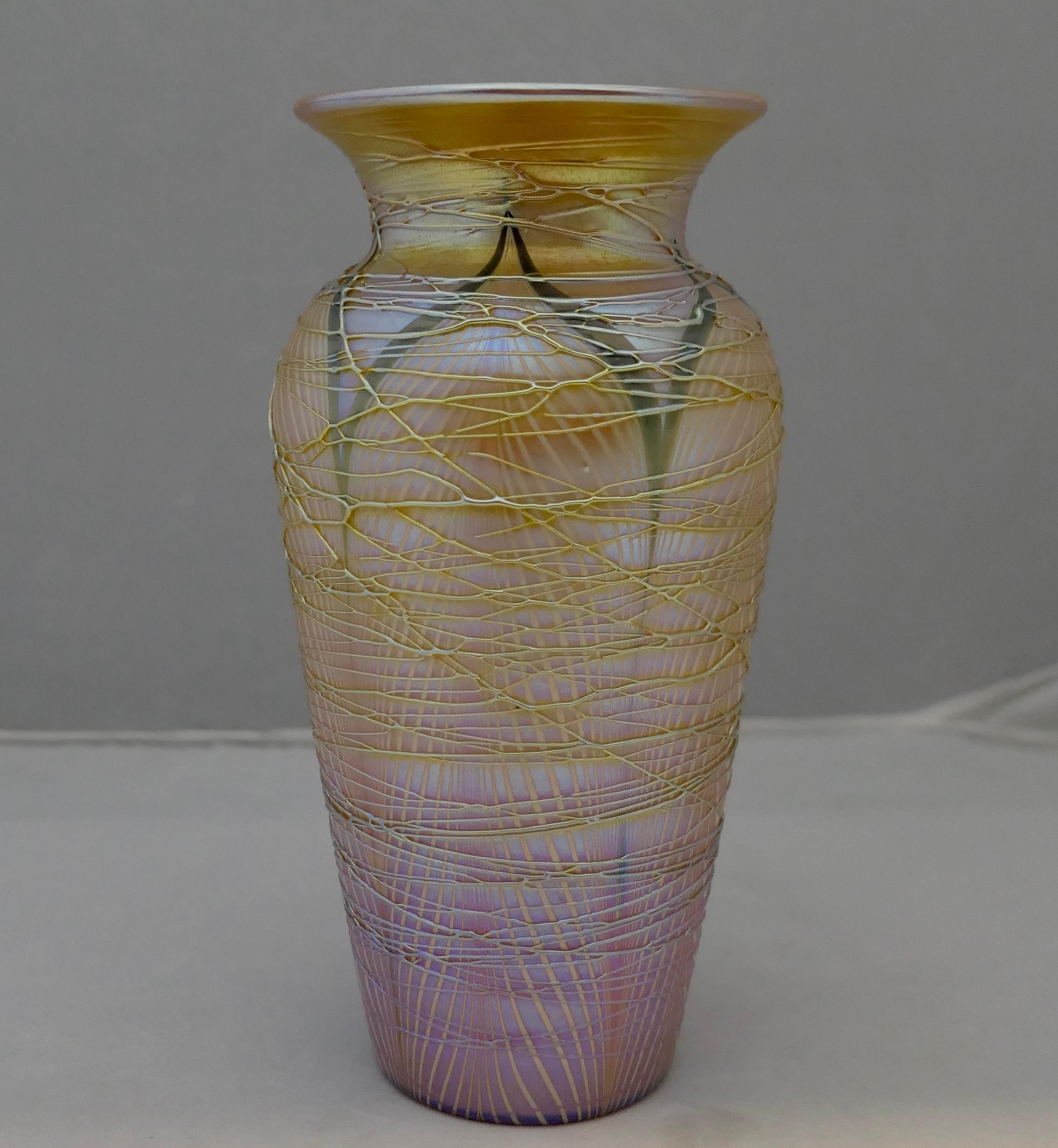 Art Déco Eccezionale vaso Durand del periodo Art Nouveau con filettatura in oro in vendita
