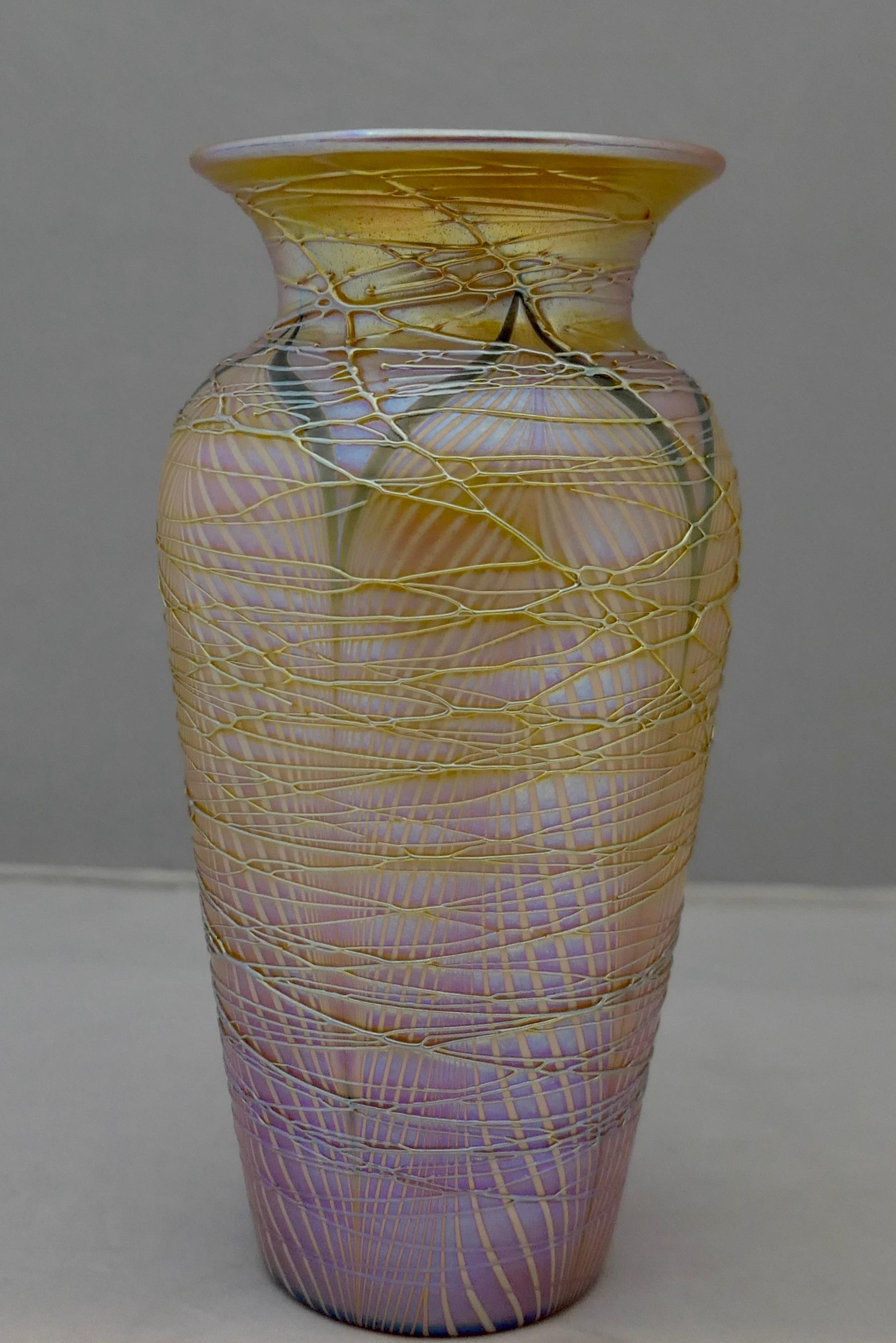 Americano Eccezionale vaso Durand del periodo Art Nouveau con filettatura in oro in vendita
