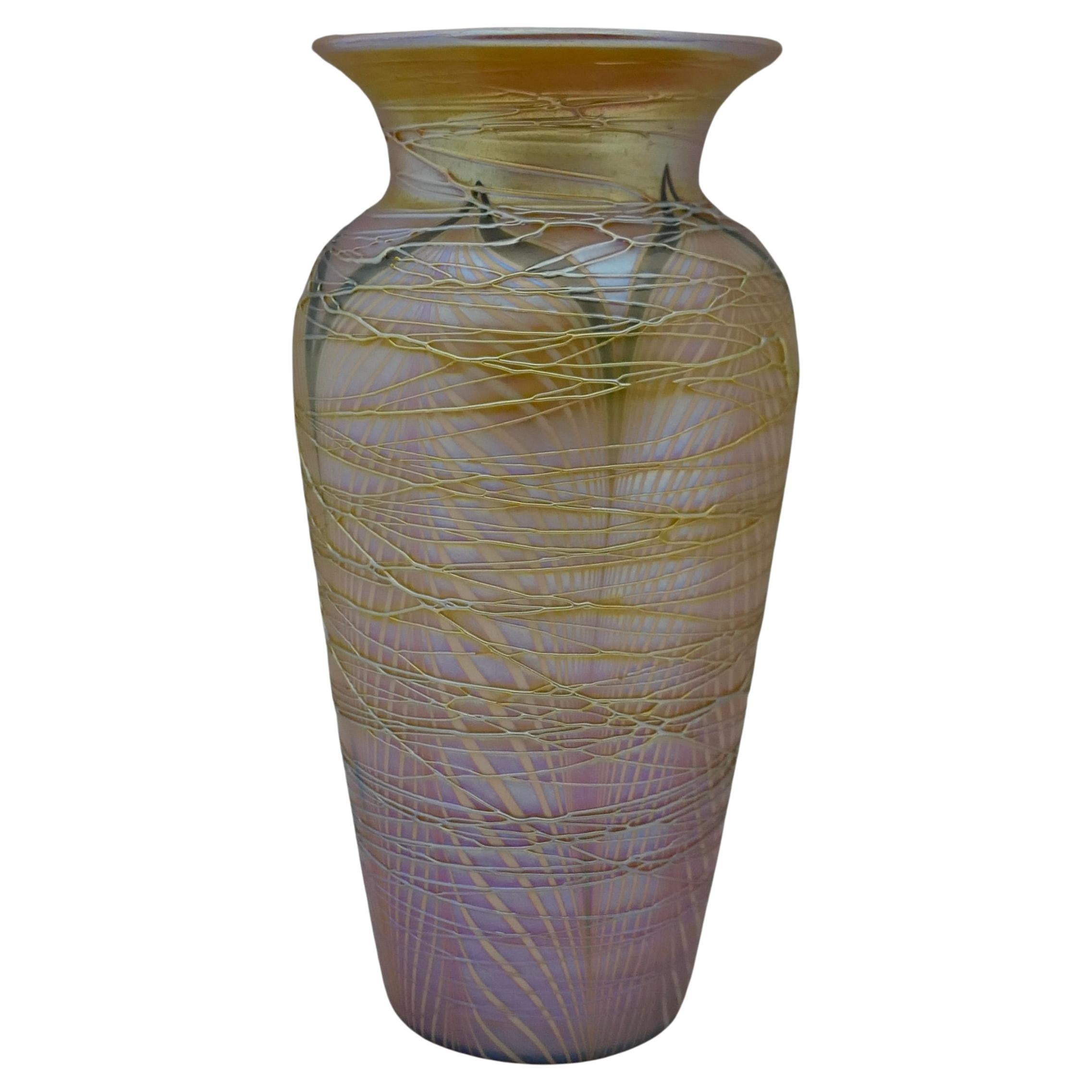Exceptional Durand Art Nouveau Period Gold Threaded Vase