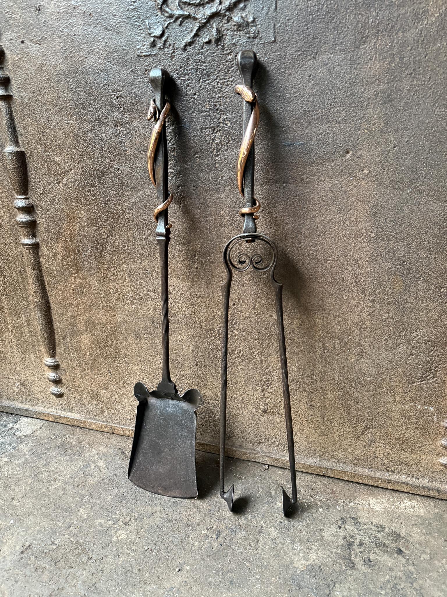 Exceptional Dutch Art Nouveau Fireplace Tools In Good Condition For Sale In Soest, NL